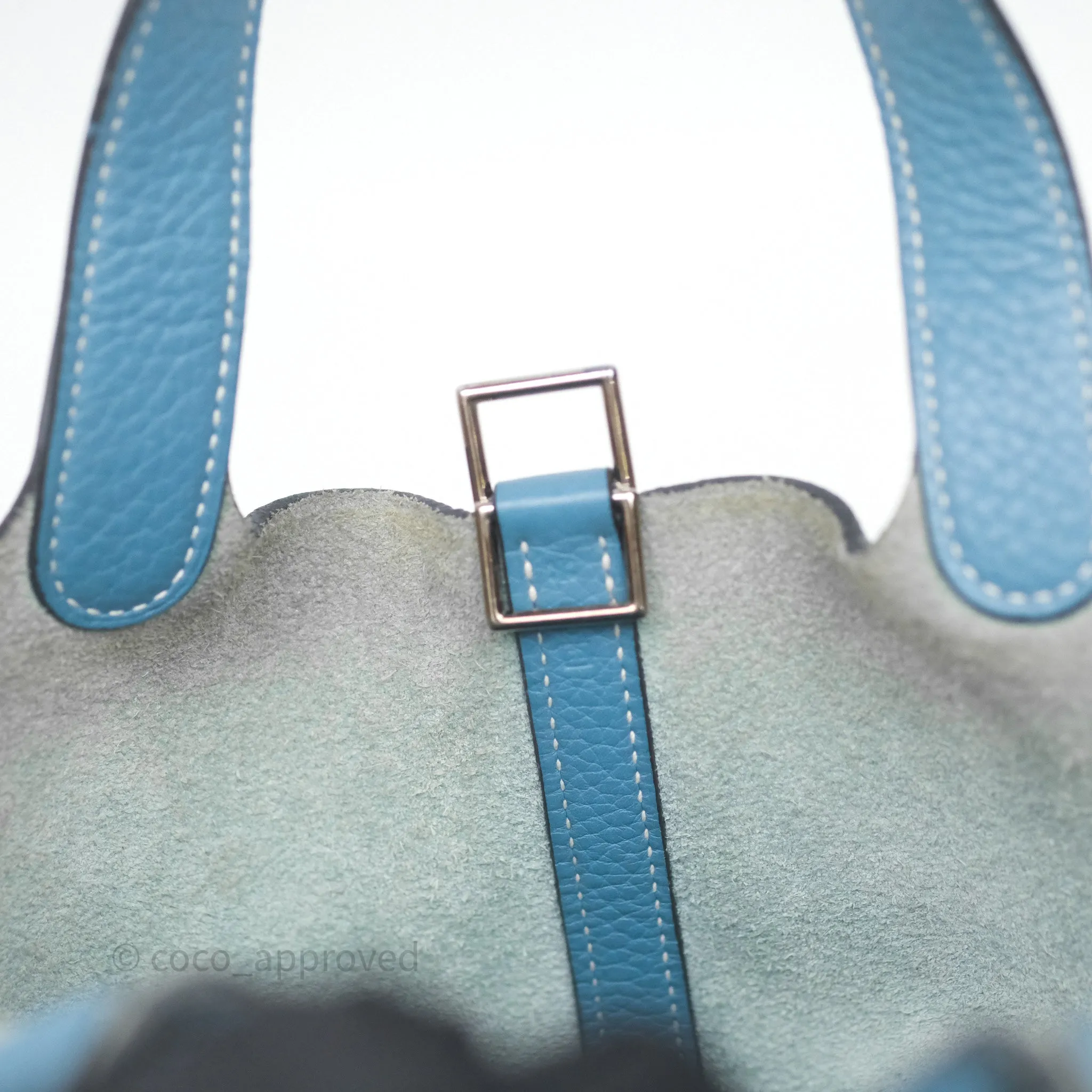 Herms Picotin 18 Blue Jean 75 Clemence Palladium Hardware