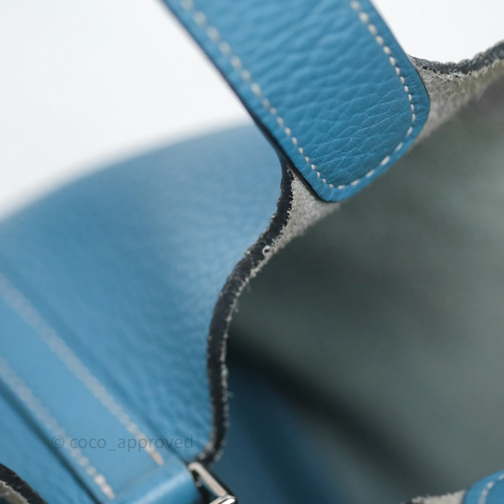 Herms Picotin 18 Blue Jean 75 Clemence Palladium Hardware