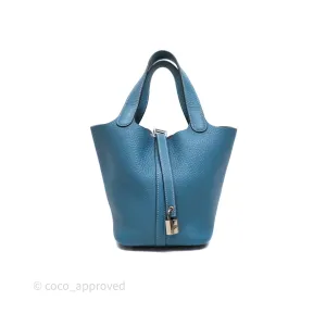 Herms Picotin 18 Blue Jean 75 Clemence Palladium Hardware