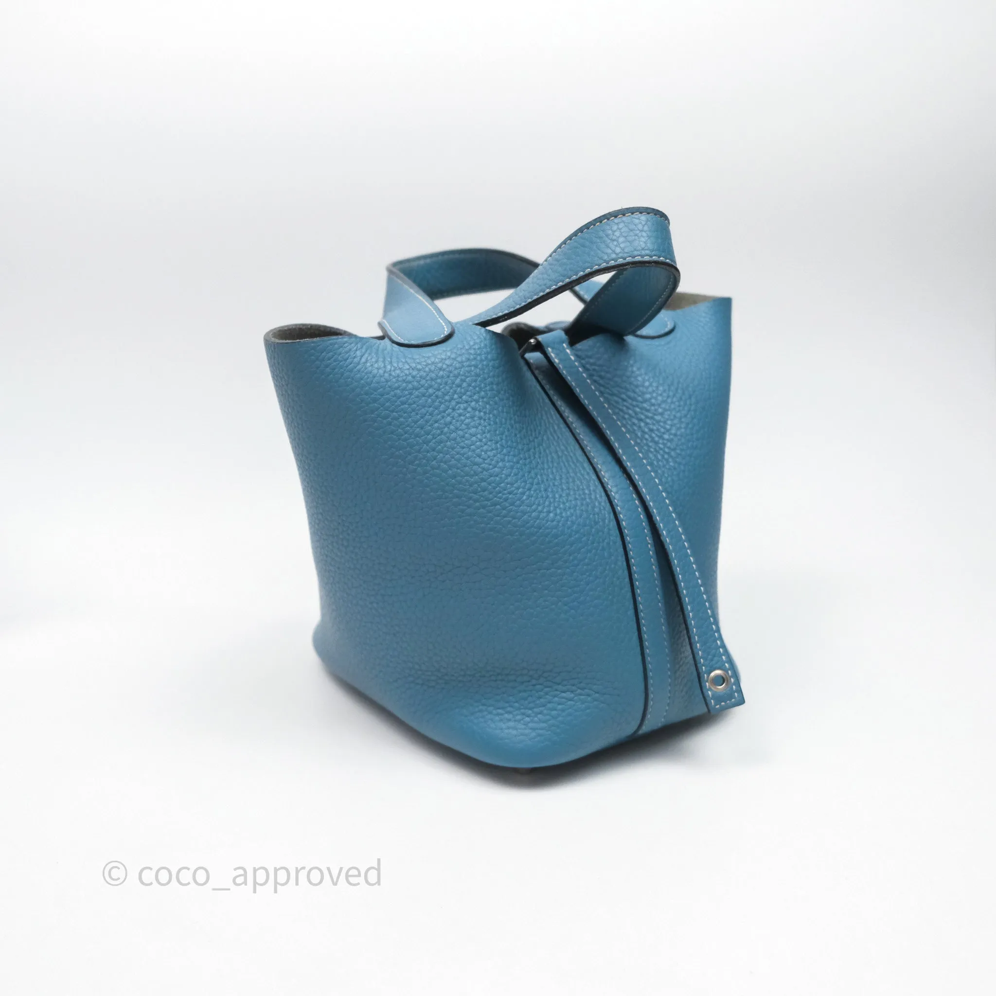 Herms Picotin 18 Blue Jean 75 Clemence Palladium Hardware