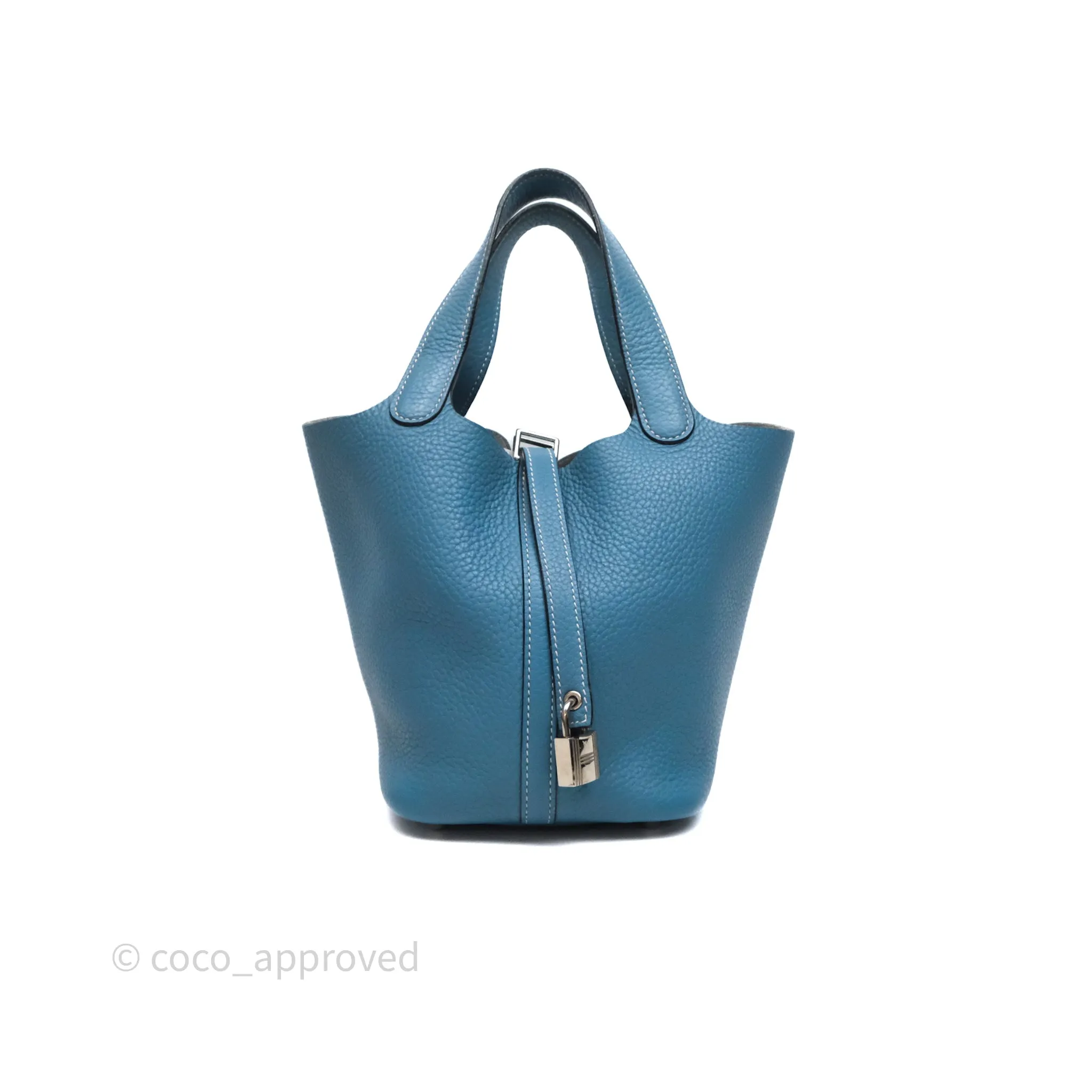 Herms Picotin 18 Blue Jean 75 Clemence Palladium Hardware