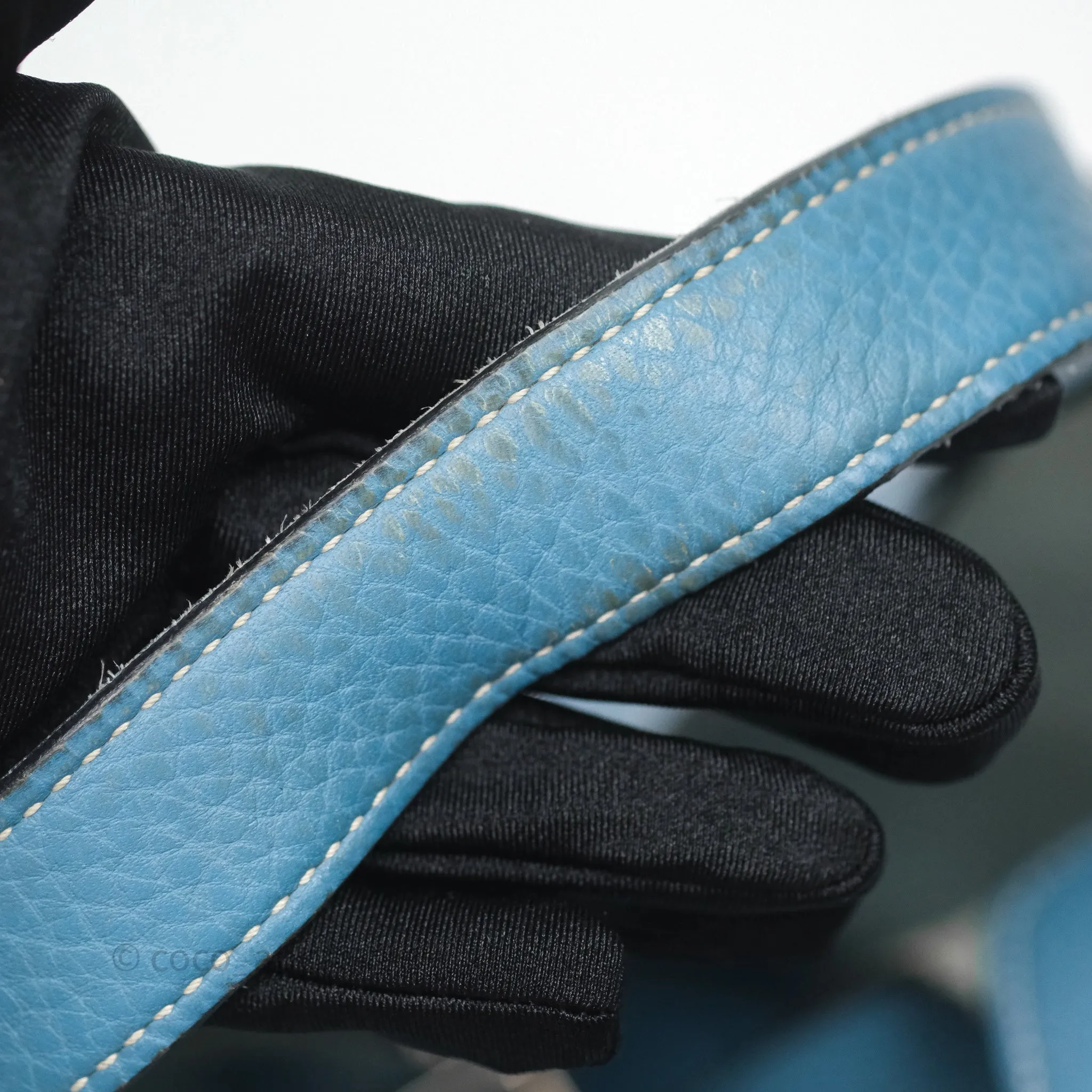 Herms Picotin 18 Blue Jean 75 Clemence Palladium Hardware