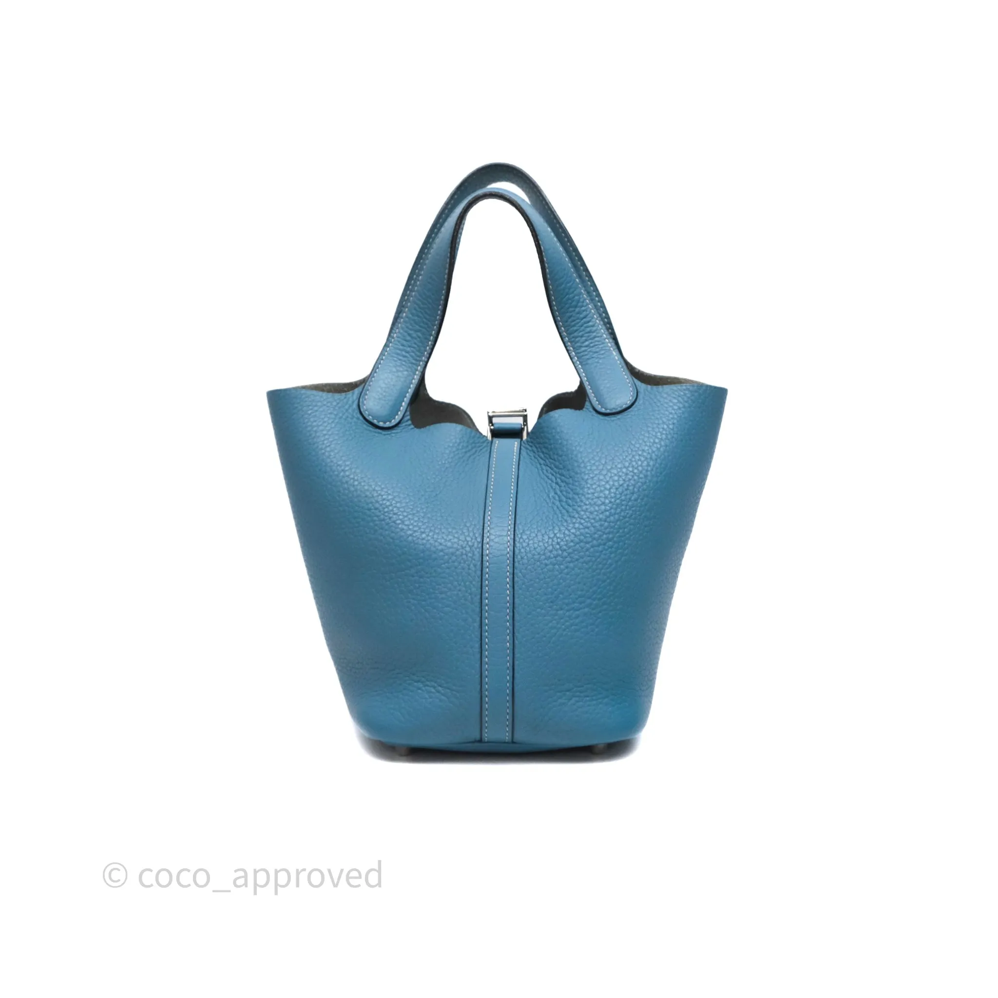 Herms Picotin 18 Blue Jean 75 Clemence Palladium Hardware