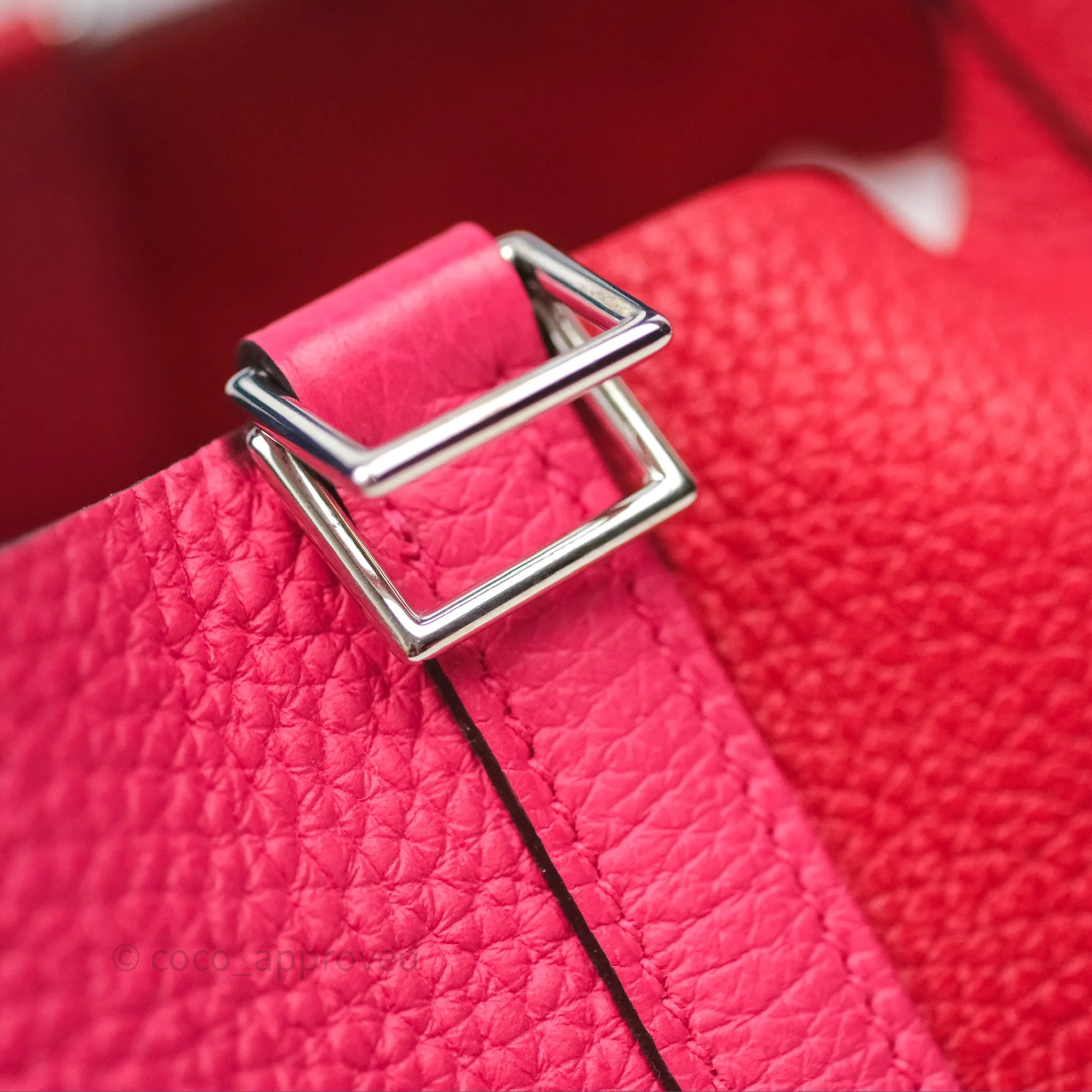 Herms Picotin 18 Rouge de Coeur S3/ Rose Extrme I6/ Bleu Zanzibar B3 Clemence Palladium Hardware