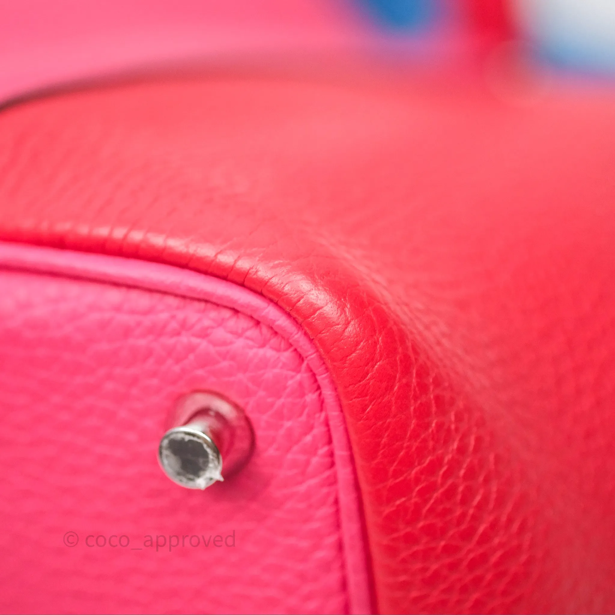 Herms Picotin 18 Rouge de Coeur S3/ Rose Extrme I6/ Bleu Zanzibar B3 Clemence Palladium Hardware