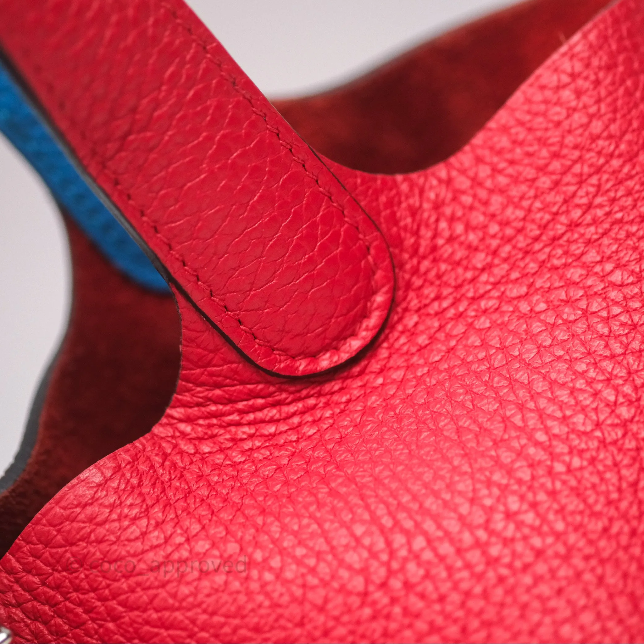 Herms Picotin 18 Rouge de Coeur S3/ Rose Extrme I6/ Bleu Zanzibar B3 Clemence Palladium Hardware