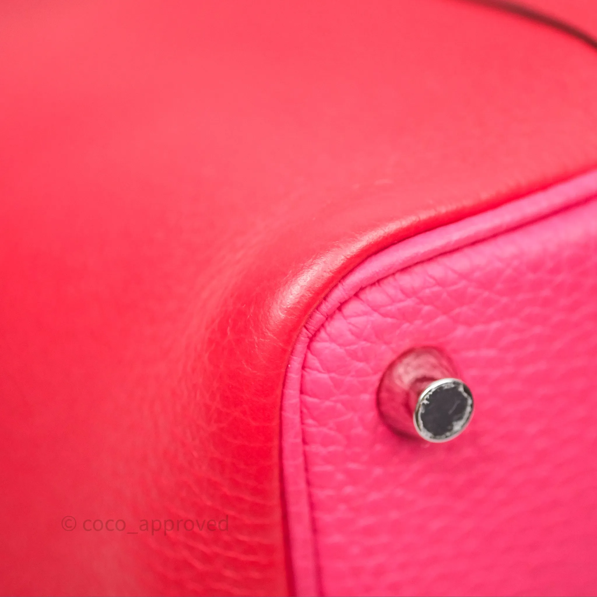 Herms Picotin 18 Rouge de Coeur S3/ Rose Extrme I6/ Bleu Zanzibar B3 Clemence Palladium Hardware