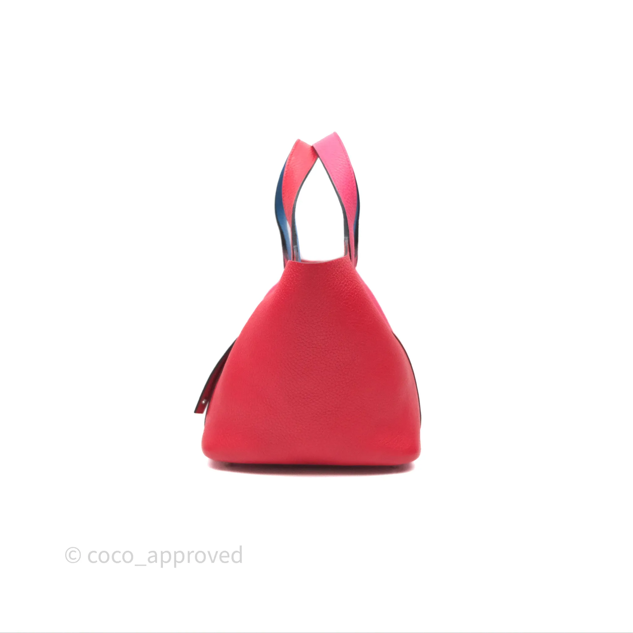 Herms Picotin 18 Rouge de Coeur S3/ Rose Extrme I6/ Bleu Zanzibar B3 Clemence Palladium Hardware