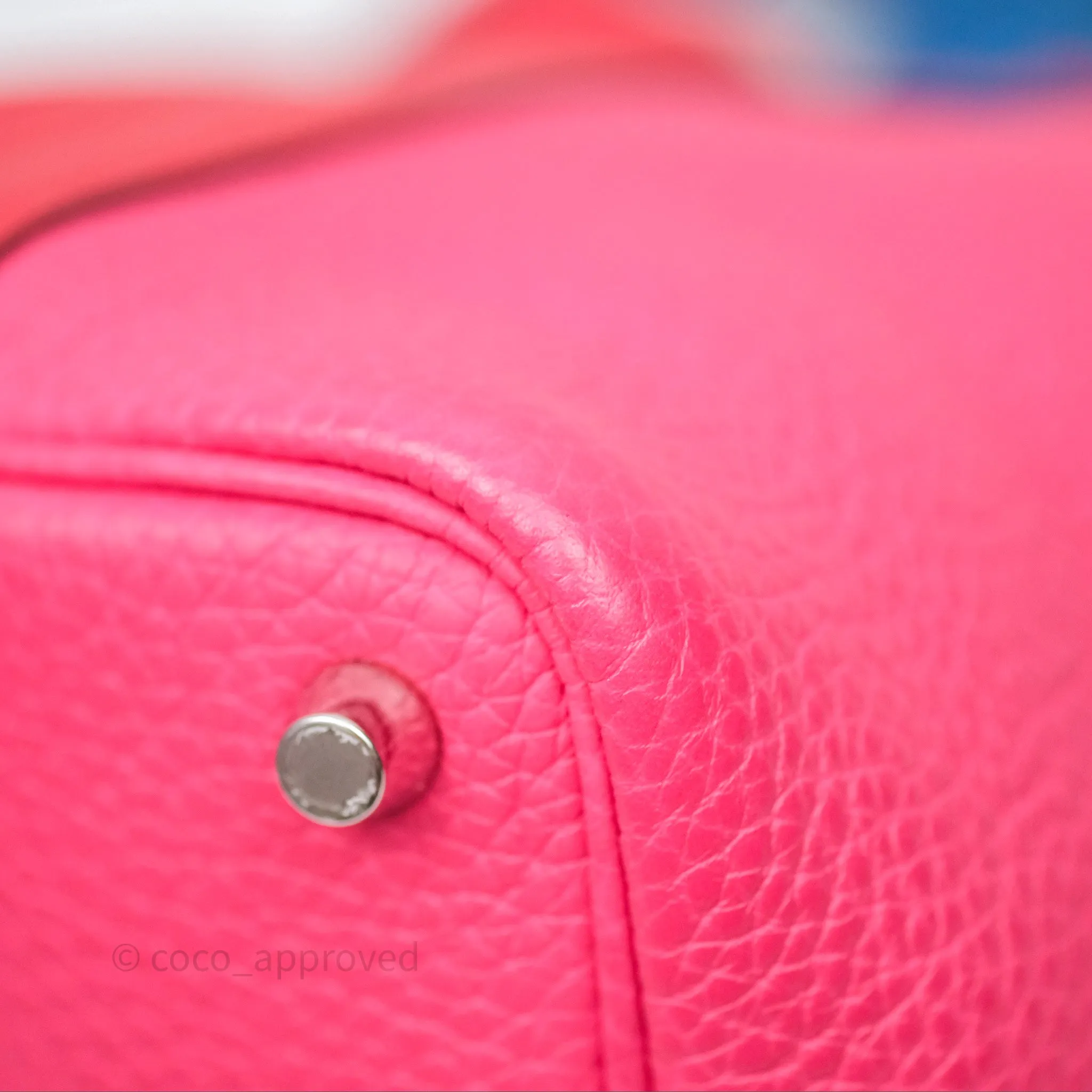 Herms Picotin 18 Rouge de Coeur S3/ Rose Extrme I6/ Bleu Zanzibar B3 Clemence Palladium Hardware