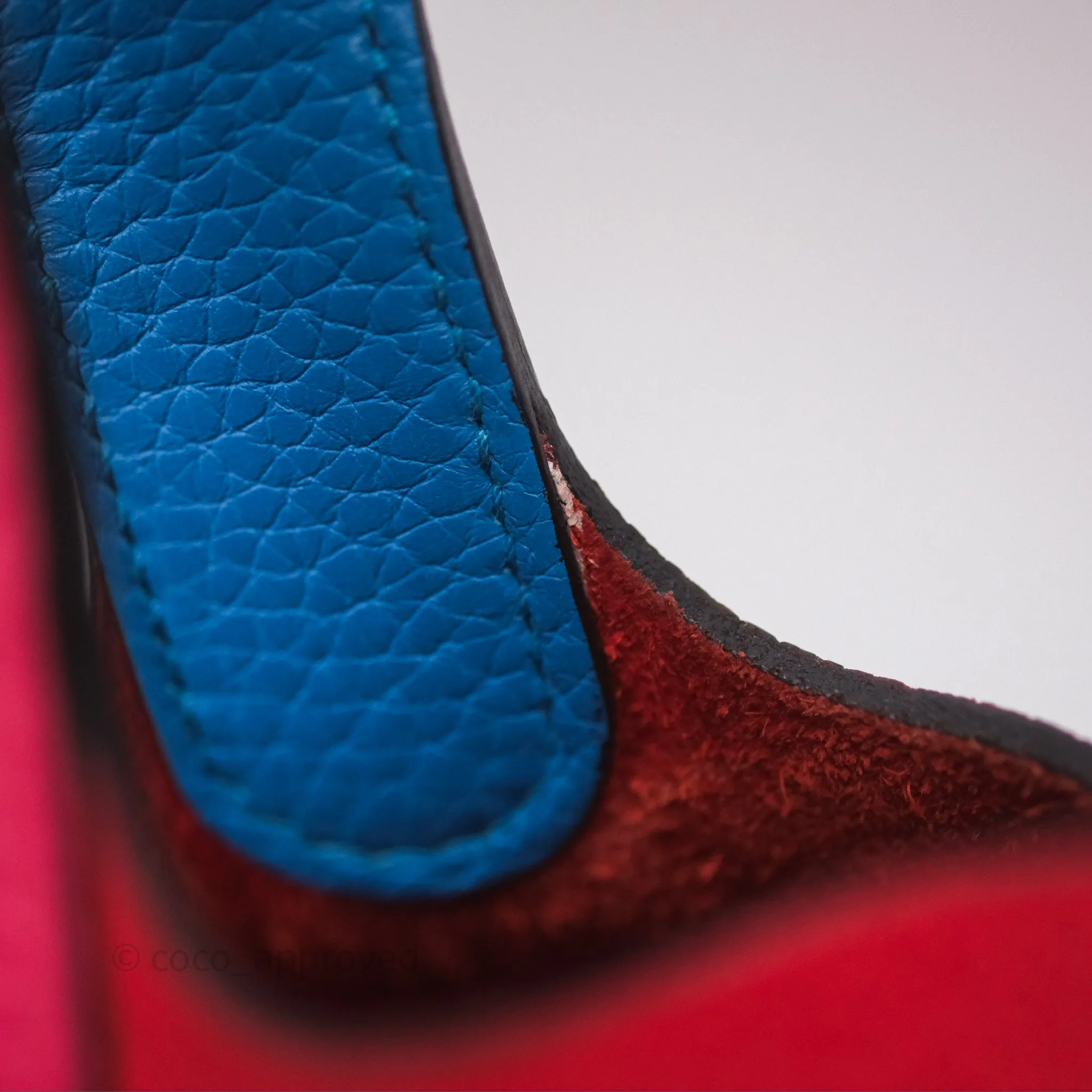 Herms Picotin 18 Rouge de Coeur S3/ Rose Extrme I6/ Bleu Zanzibar B3 Clemence Palladium Hardware