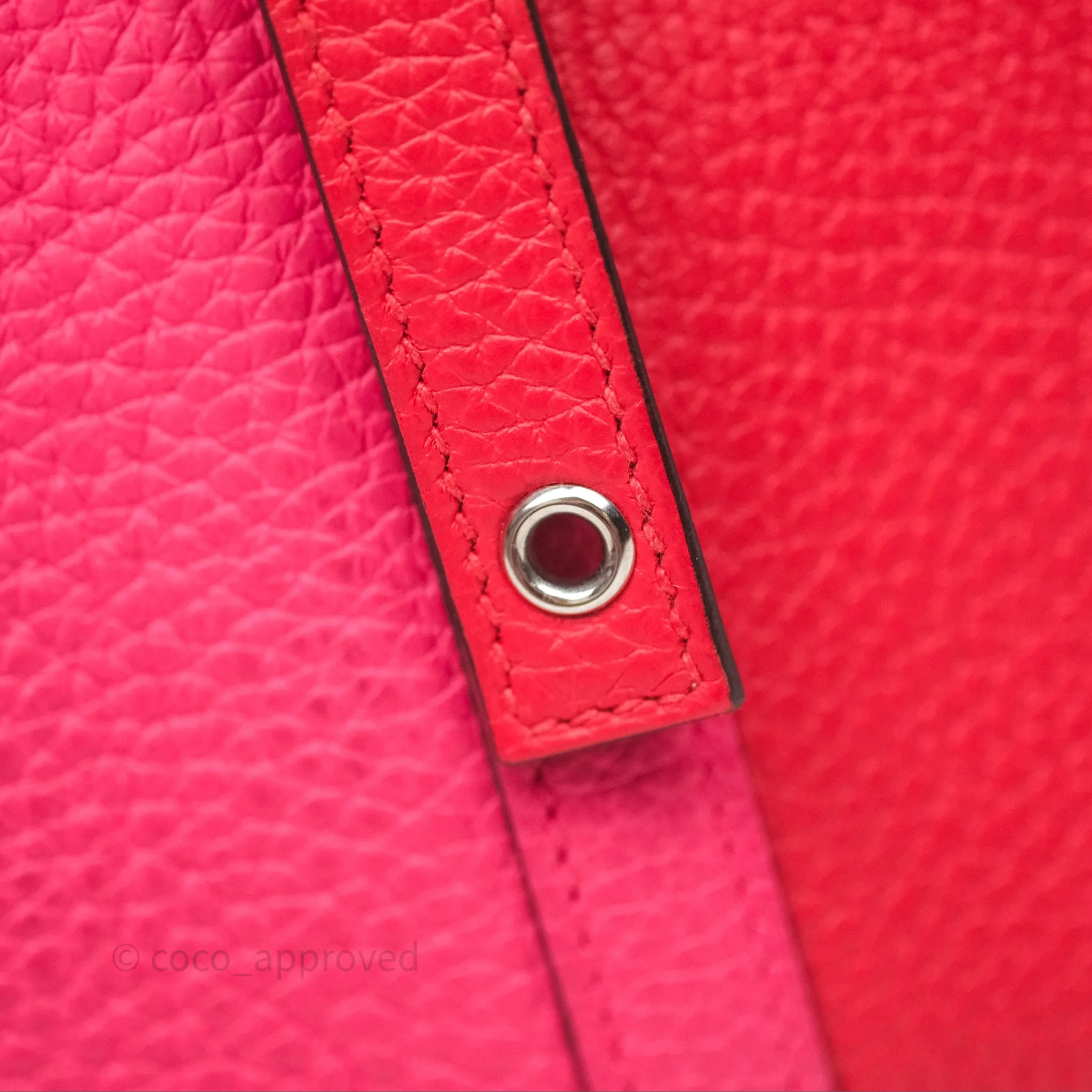 Herms Picotin 18 Rouge de Coeur S3/ Rose Extrme I6/ Bleu Zanzibar B3 Clemence Palladium Hardware