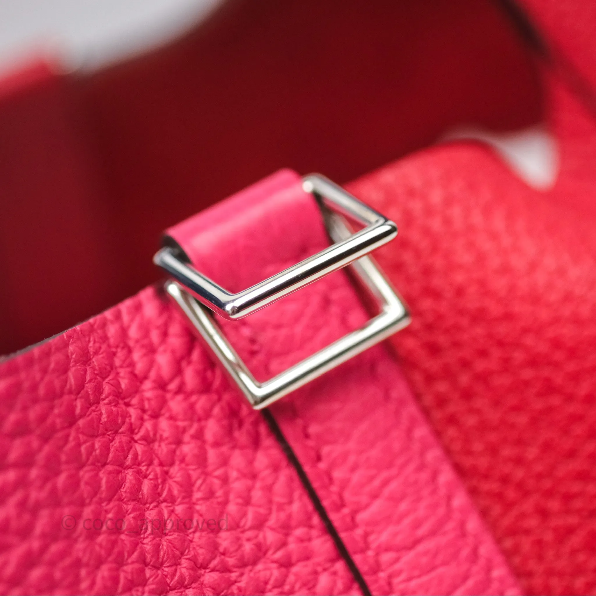 Herms Picotin 18 Rouge de Coeur S3/ Rose Extrme I6/ Bleu Zanzibar B3 Clemence Palladium Hardware