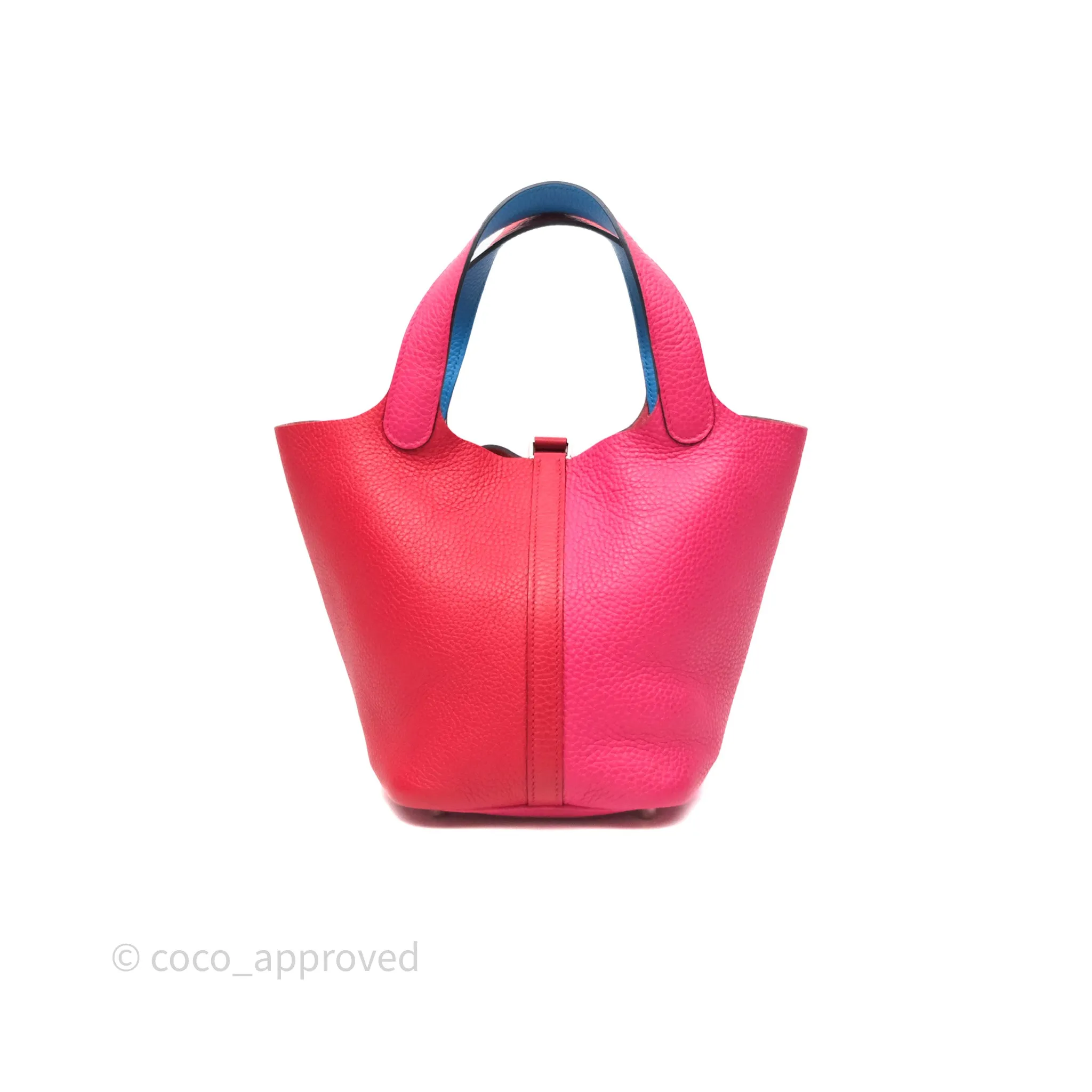Herms Picotin 18 Rouge de Coeur S3/ Rose Extrme I6/ Bleu Zanzibar B3 Clemence Palladium Hardware