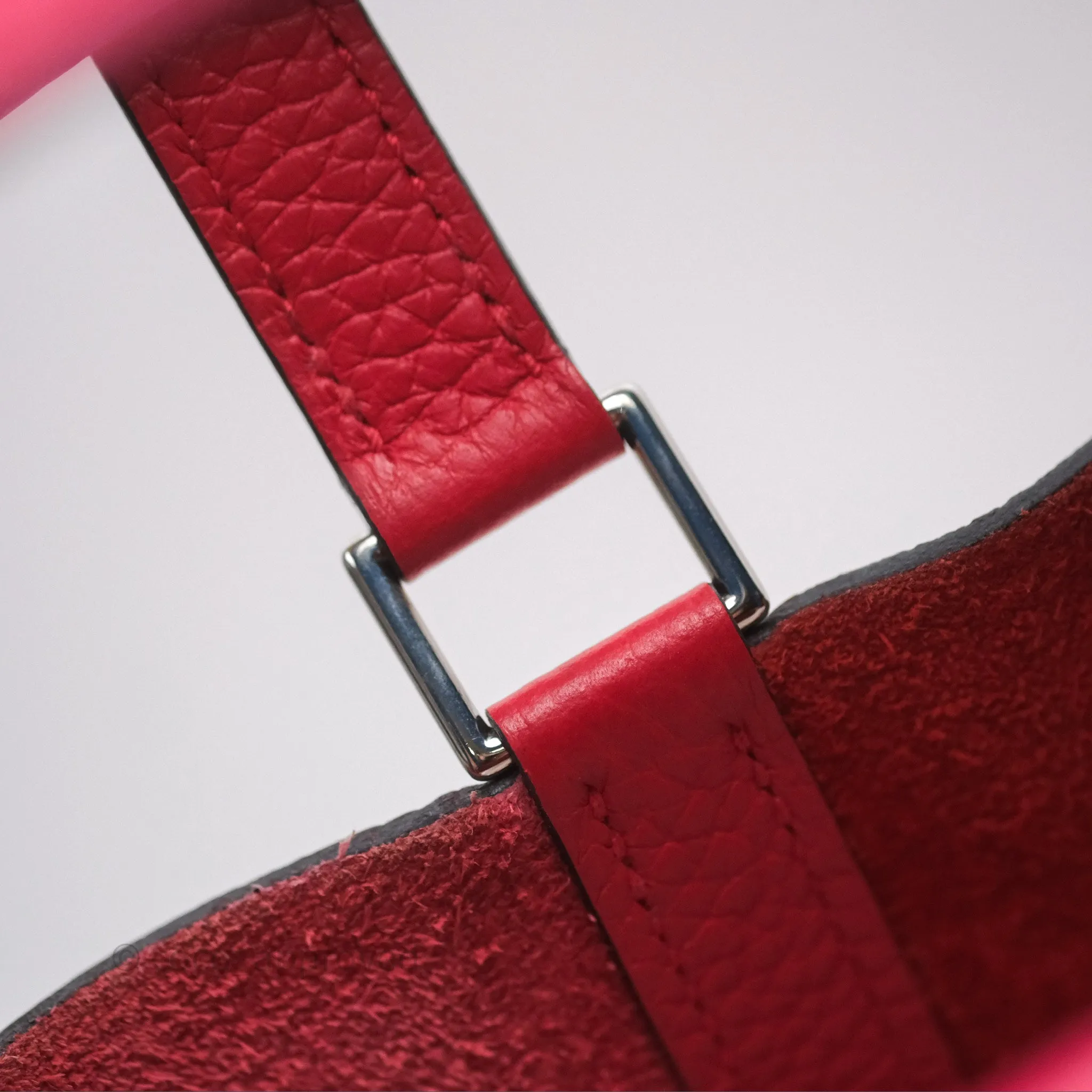 Herms Picotin 18 Rouge de Coeur S3/ Rose Extrme I6/ Bleu Zanzibar B3 Clemence Palladium Hardware