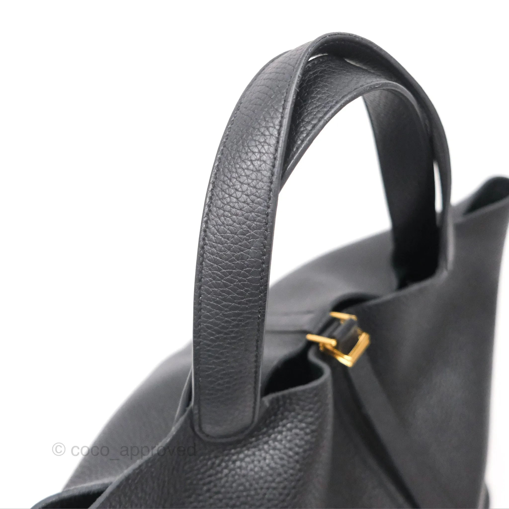 Herms Picotin 22 Black Noir 89 Clemence Gold Hardware