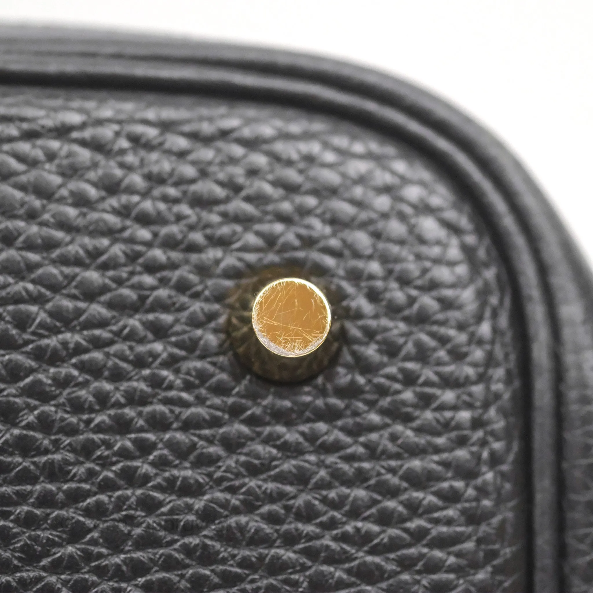 Herms Picotin 22 Black Noir 89 Clemence Gold Hardware