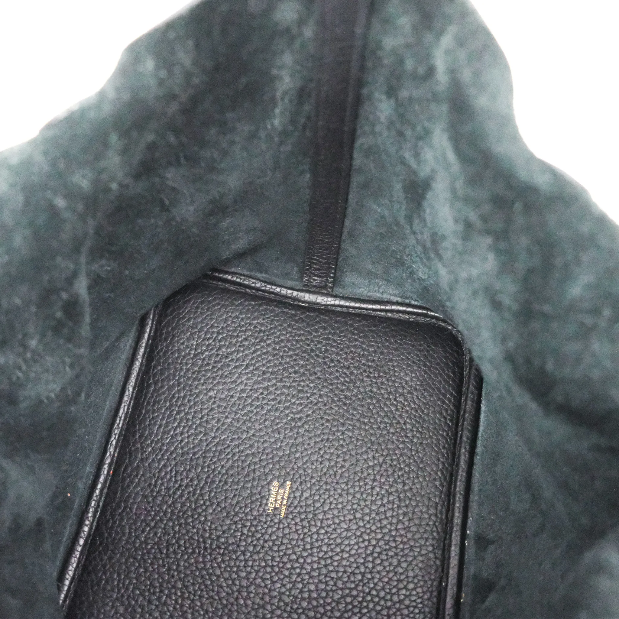 Herms Picotin 22 Black Noir 89 Clemence Gold Hardware