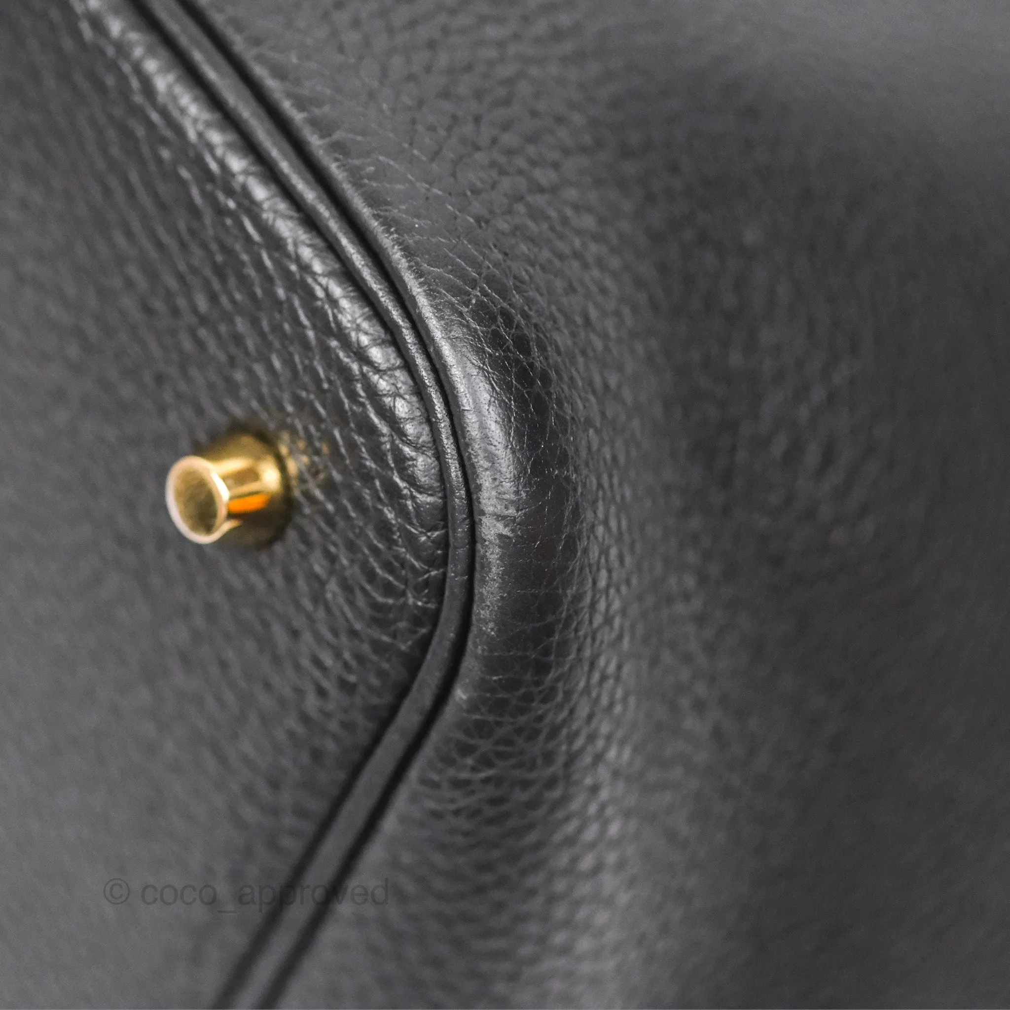 Herms Picotin 22 Black Noir 89 Clemence Gold Hardware