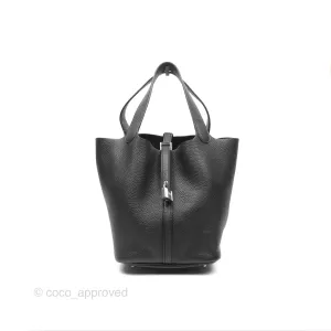 Herms Picotin 22 Black Noir 89 Clemence Palladium Hardware