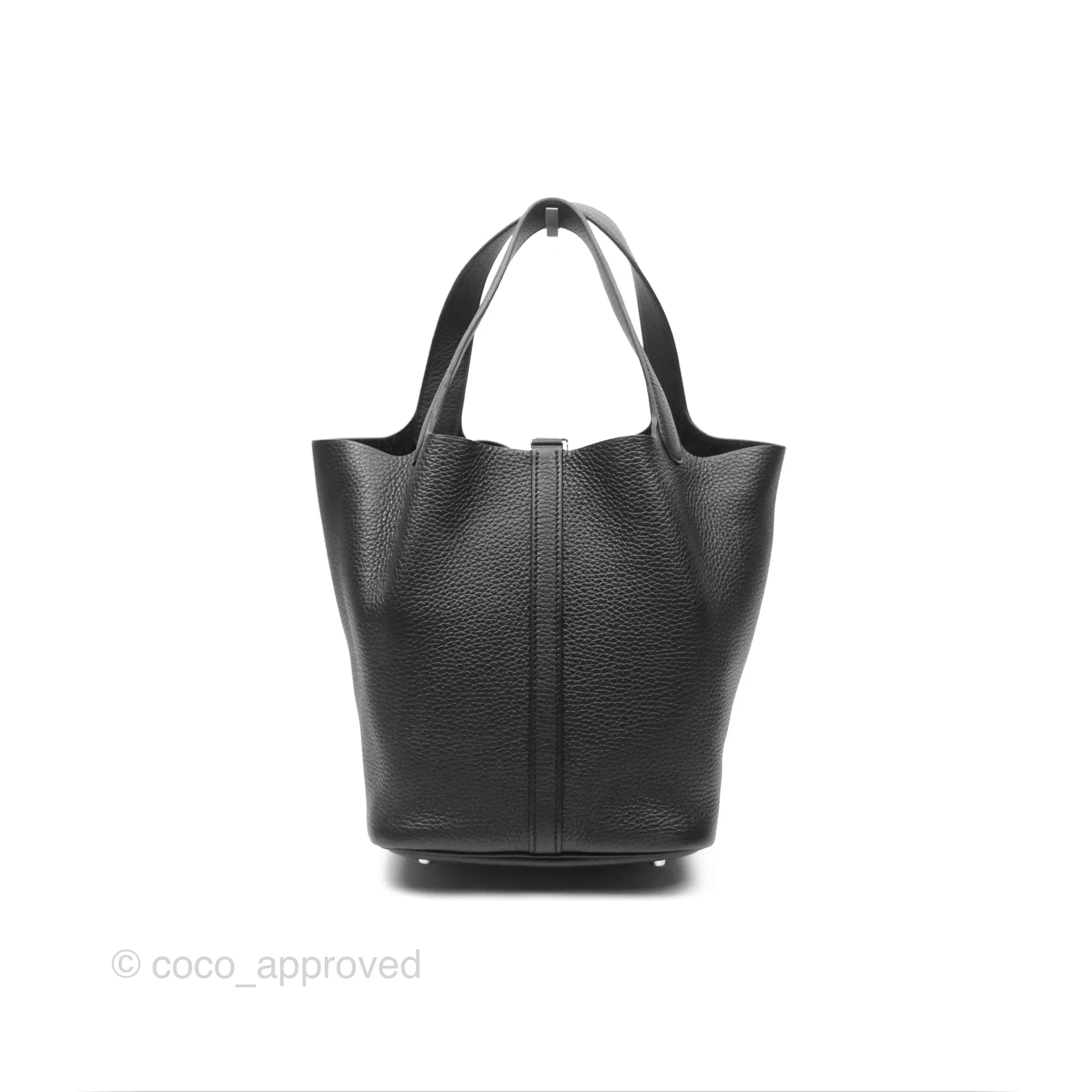 Herms Picotin 22 Black Noir 89 Clemence Palladium Hardware