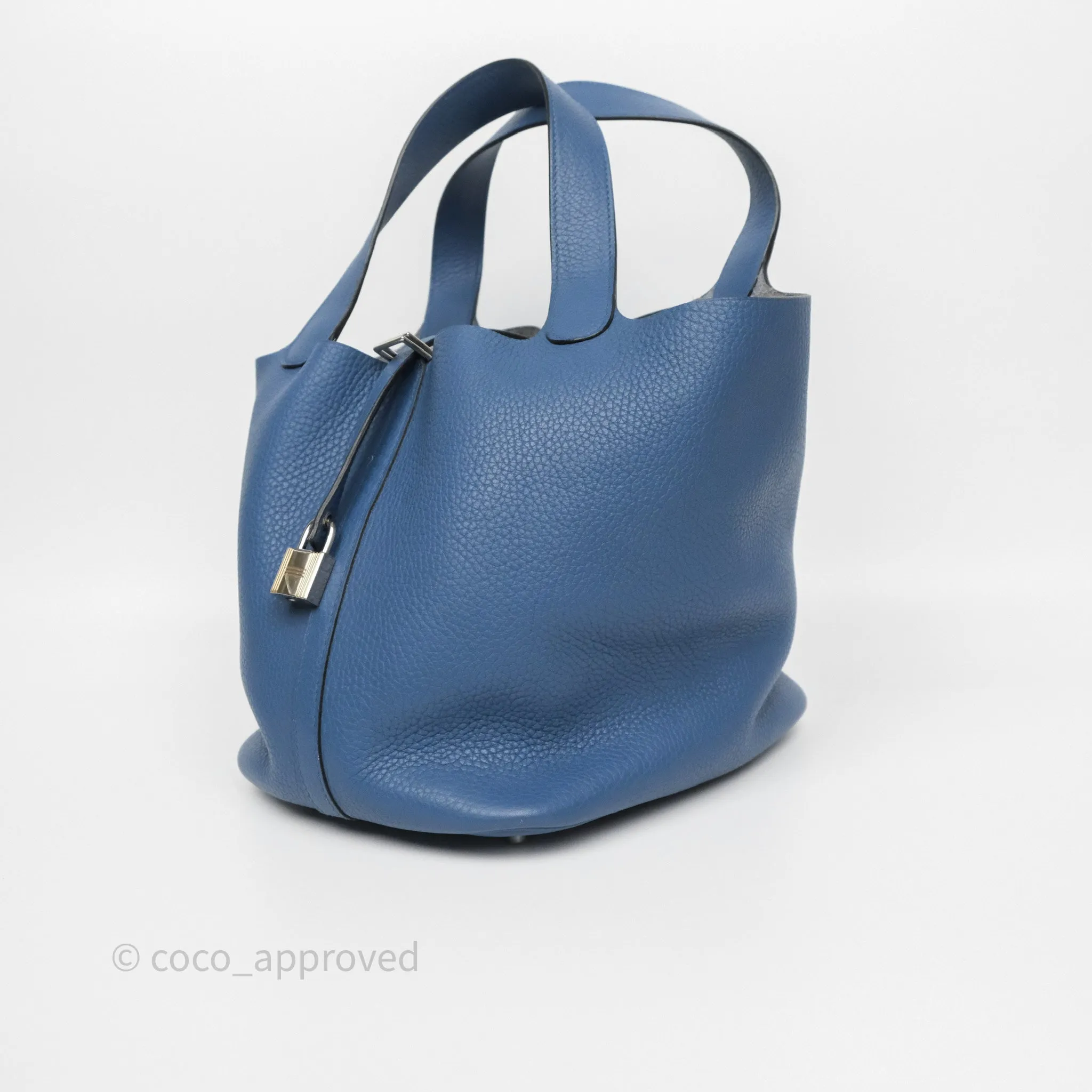 Herms Picotin 22 Bleu Agate R2 Clemence Palladium Hardware