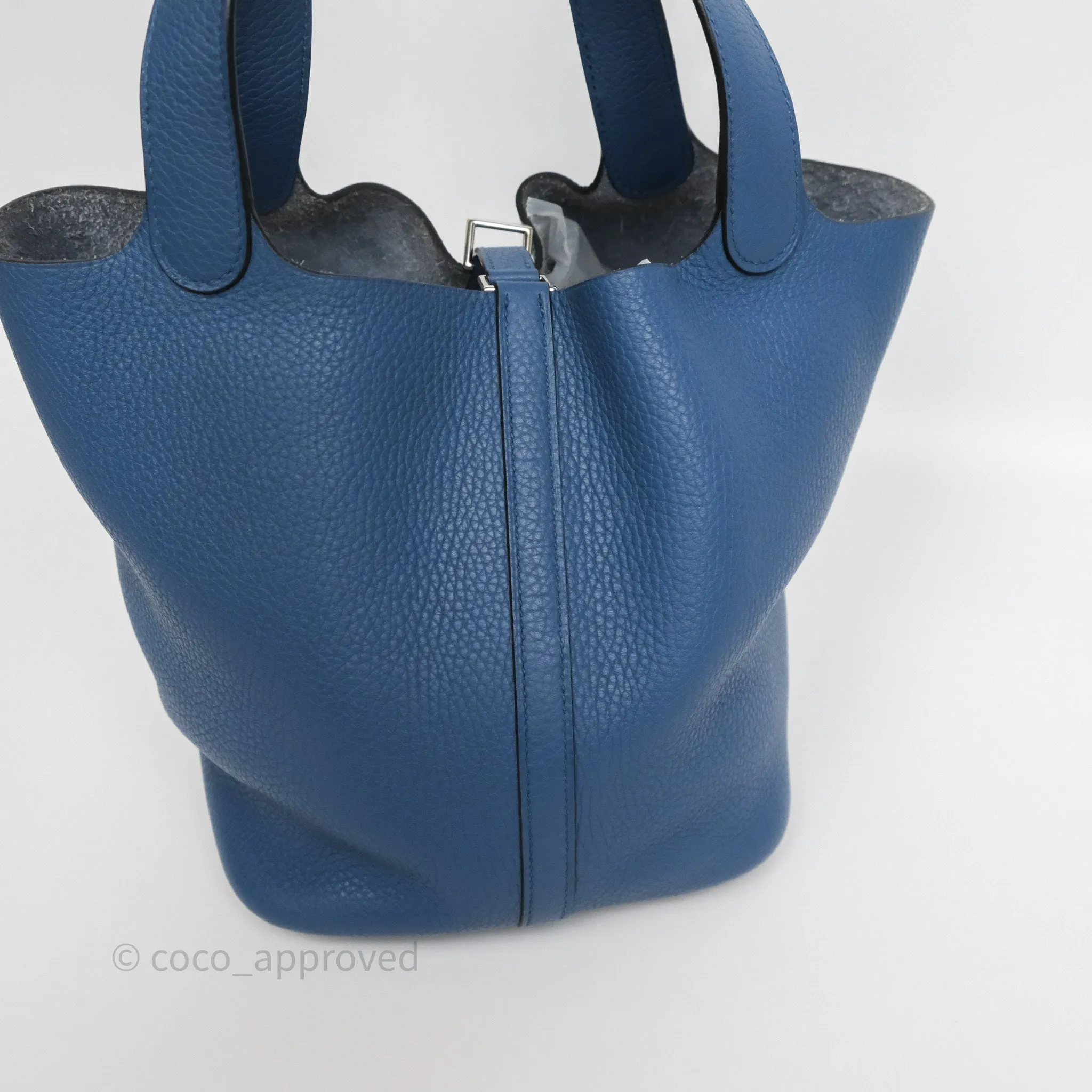 Herms Picotin 22 Bleu Agate R2 Clemence Palladium Hardware