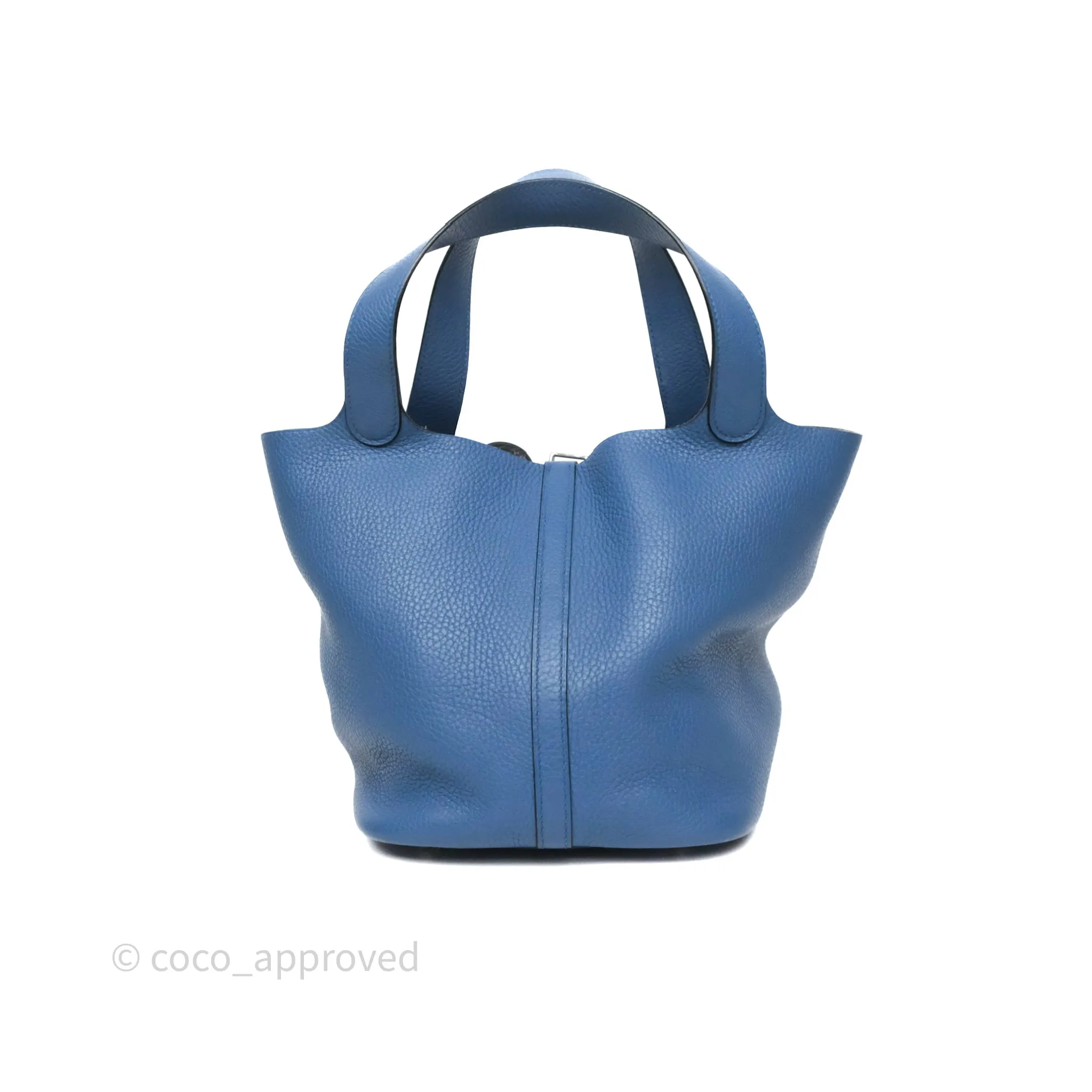 Herms Picotin 22 Bleu Agate R2 Clemence Palladium Hardware