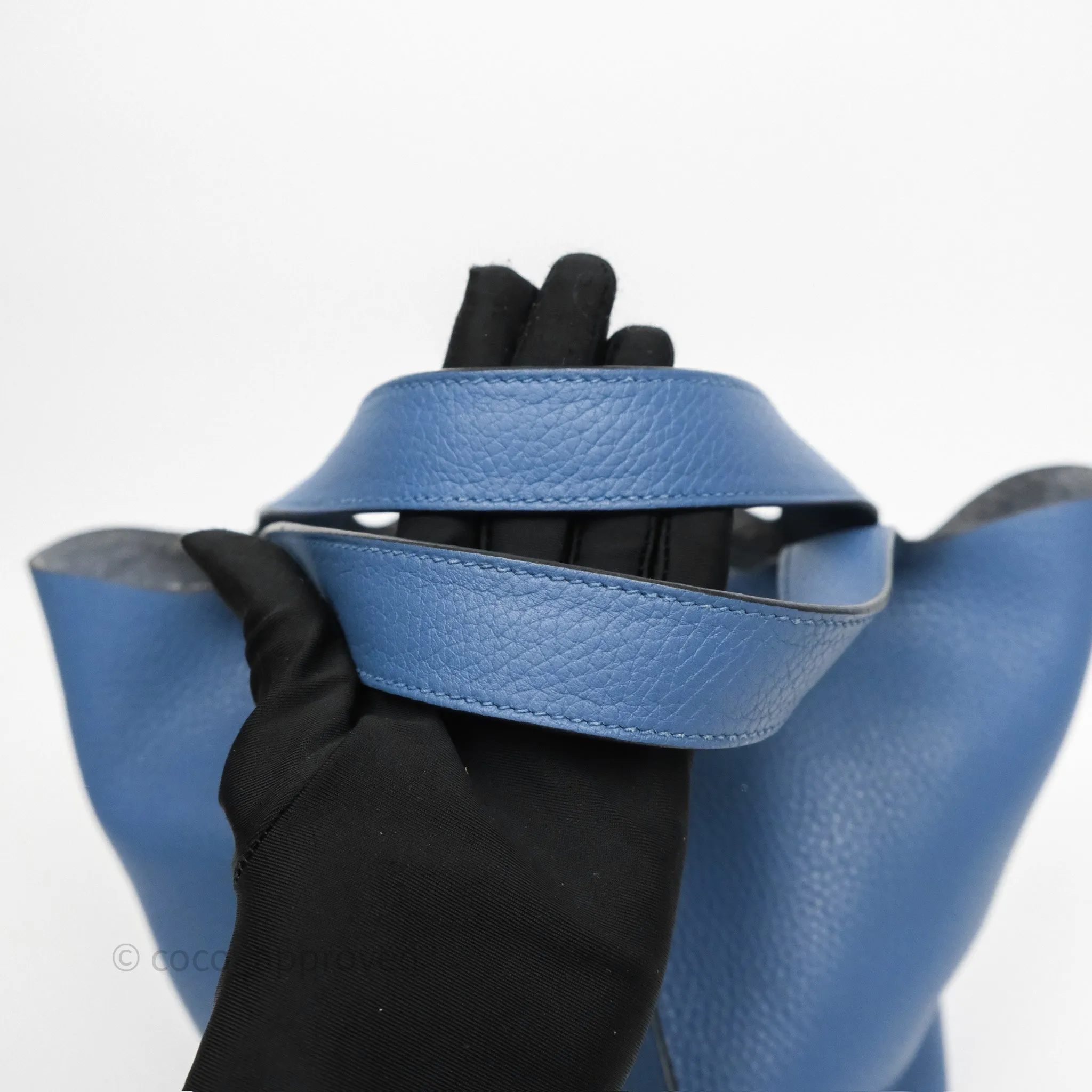Herms Picotin 22 Bleu Agate R2 Clemence Palladium Hardware
