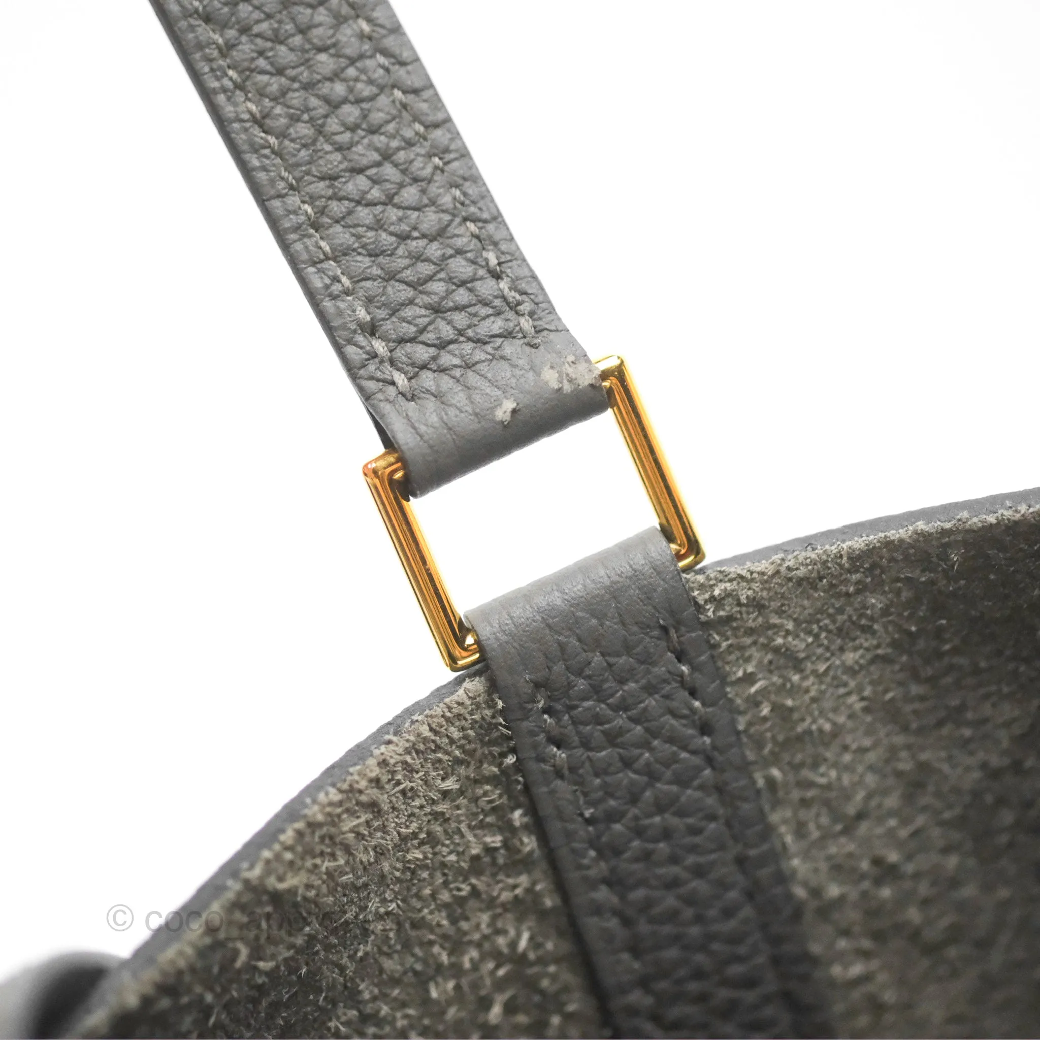 Herms Picotin 22 Graphite Taurillon Maurice Gold Hardware