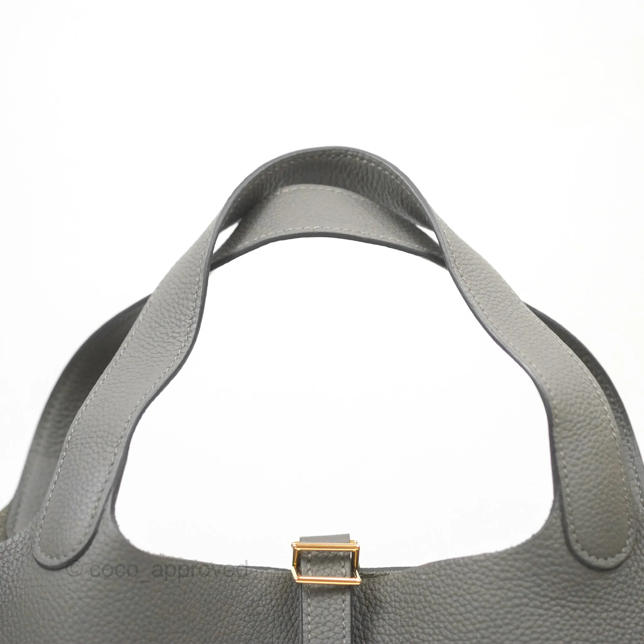 Herms Picotin 22 Graphite Taurillon Maurice Gold Hardware