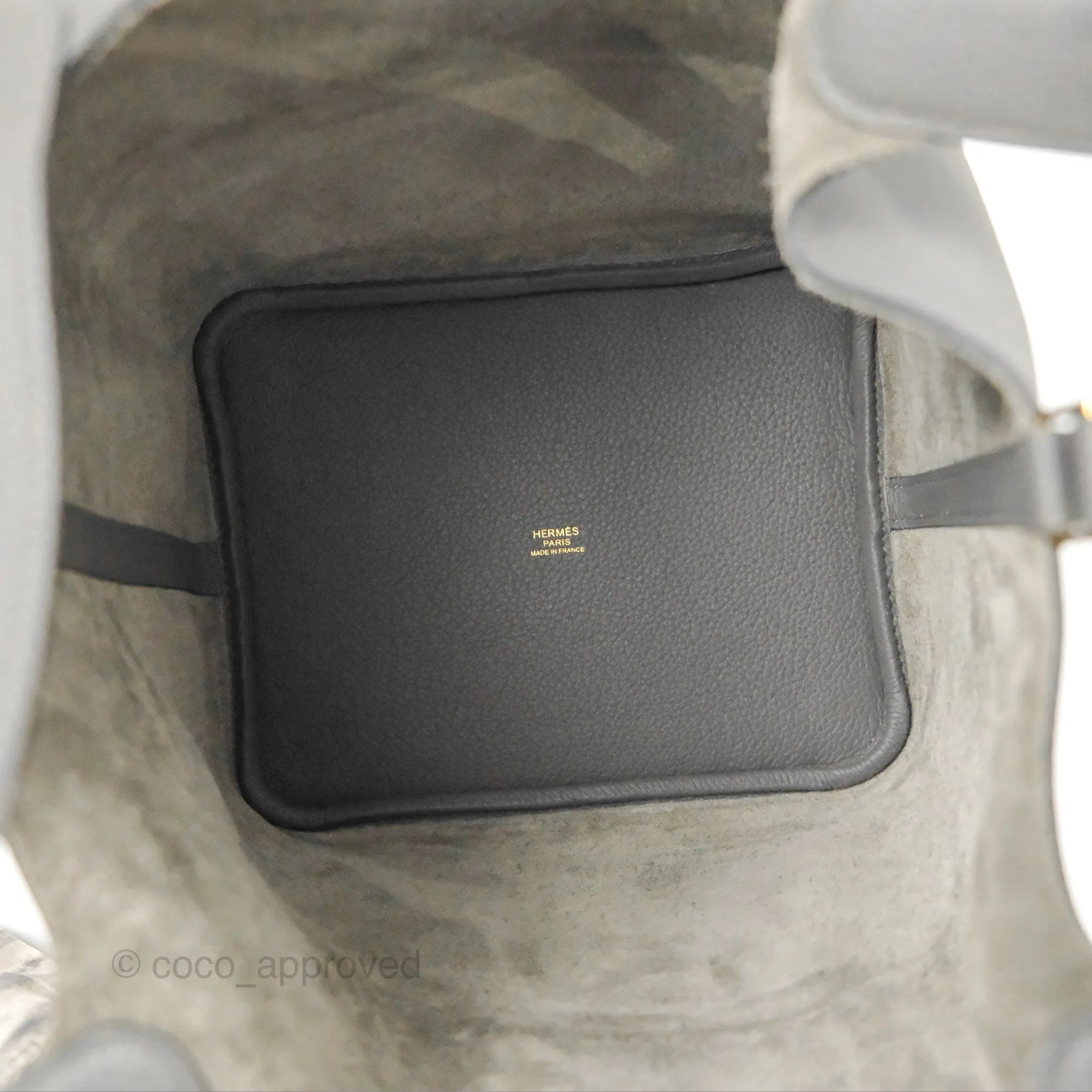 Herms Picotin 22 Graphite Taurillon Maurice Gold Hardware