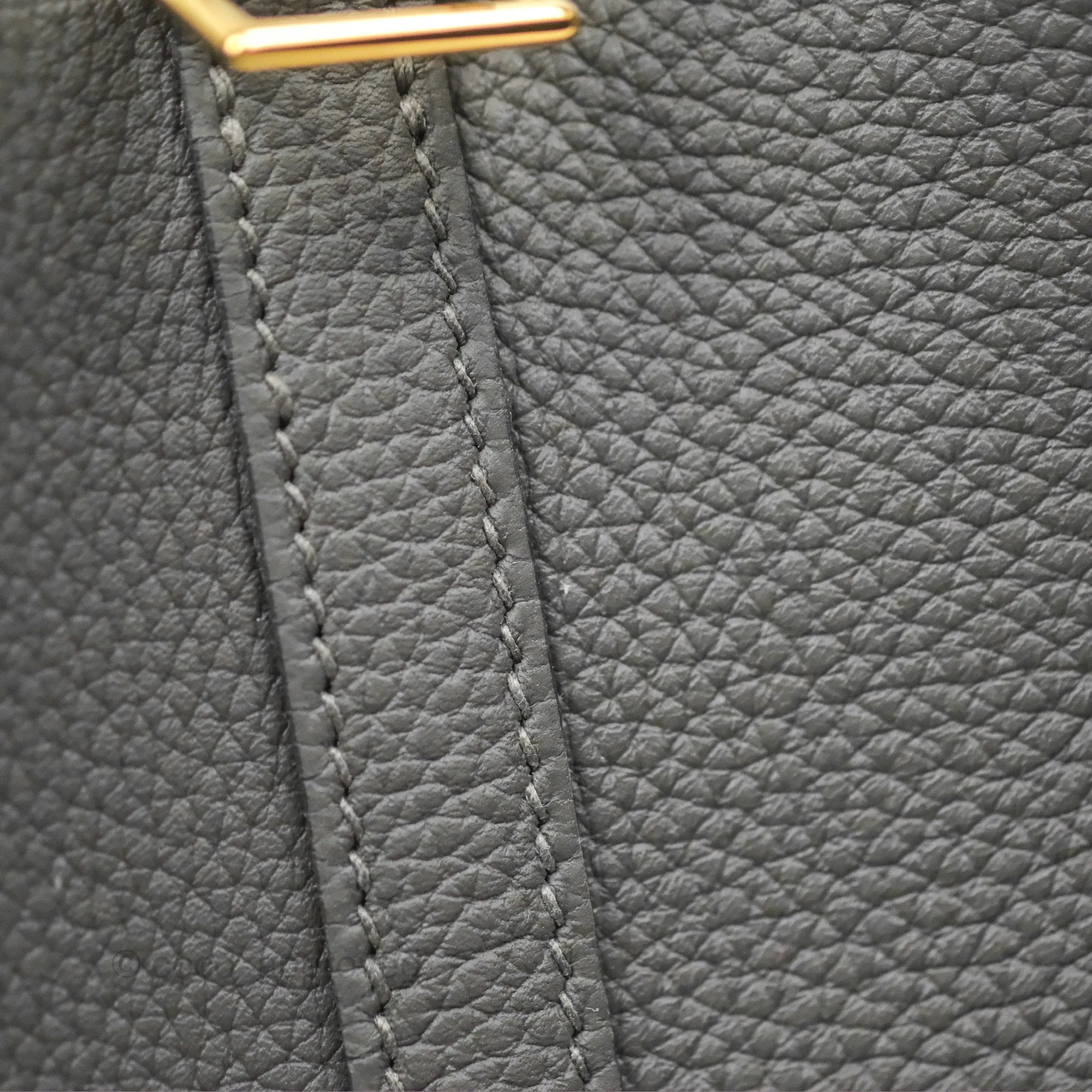 Herms Picotin 22 Graphite Taurillon Maurice Gold Hardware