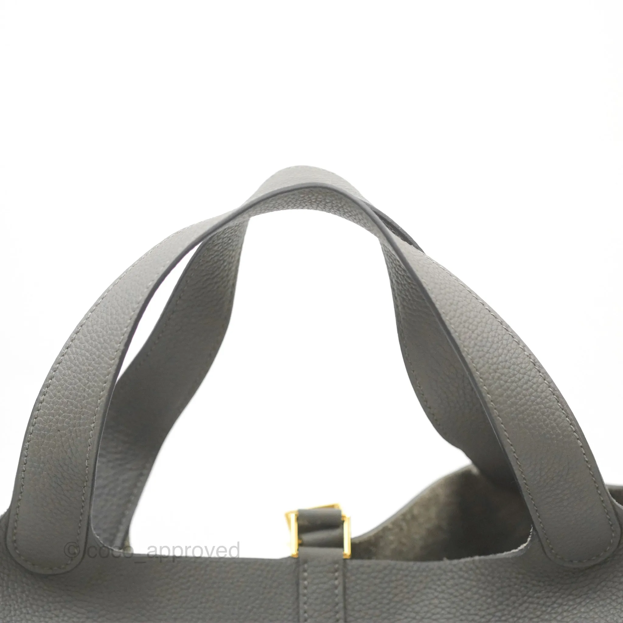 Herms Picotin 22 Graphite Taurillon Maurice Gold Hardware