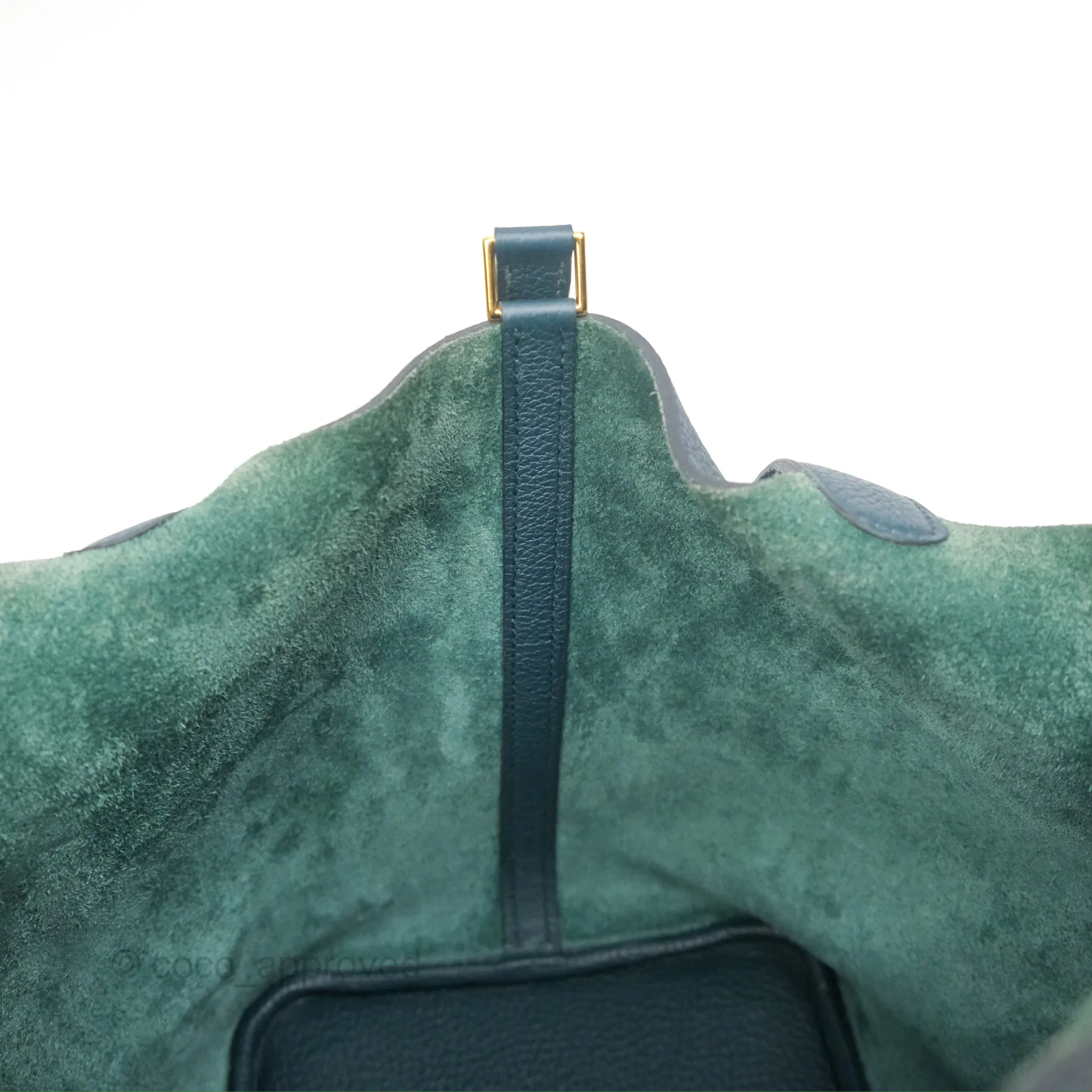 Herms Picotin 22 Vert Cypress 6O Clemence Gold Hardware
