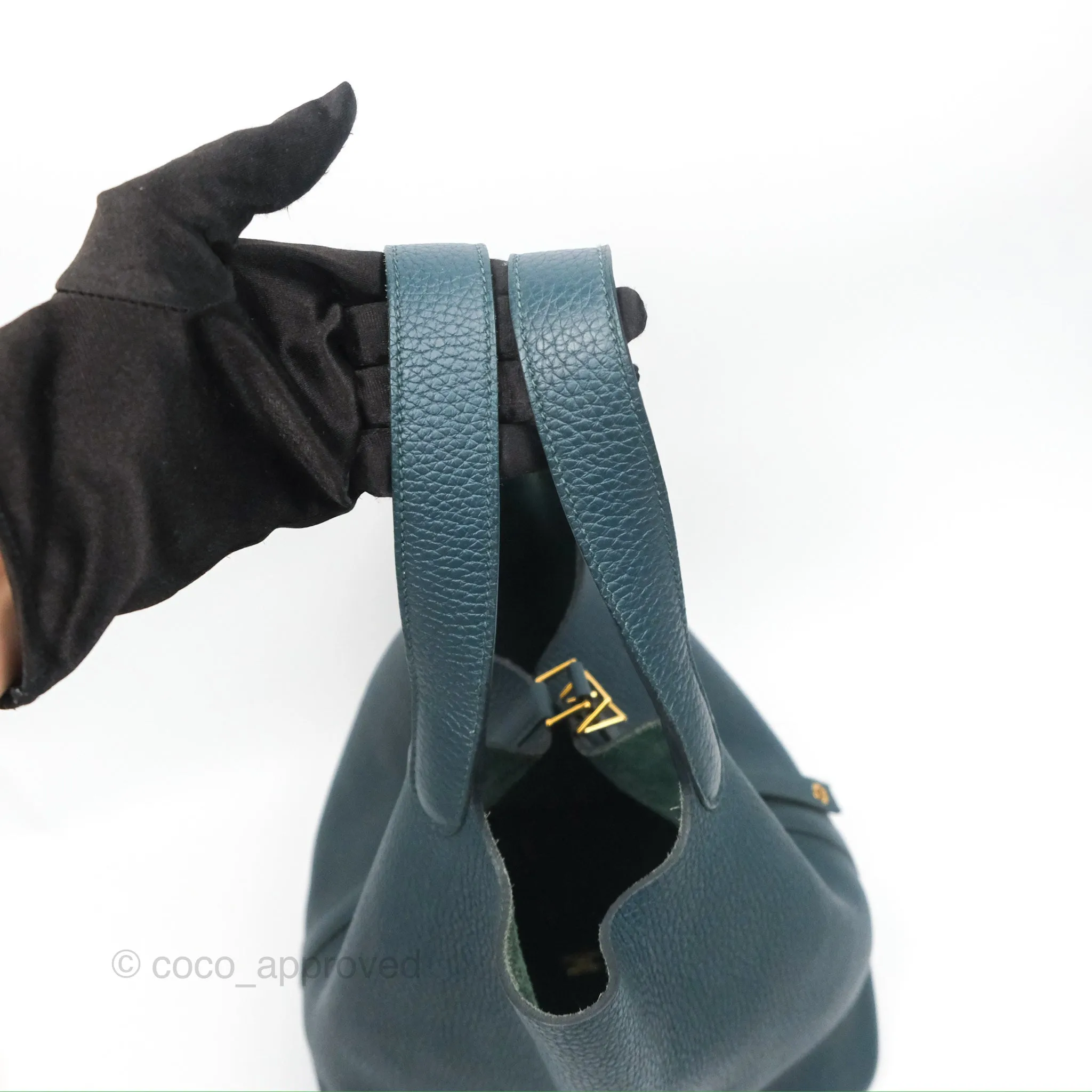 Herms Picotin 22 Vert Cypress 6O Clemence Gold Hardware