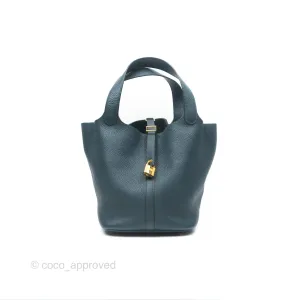 Herms Picotin 22 Vert Cypress 6O Clemence Gold Hardware