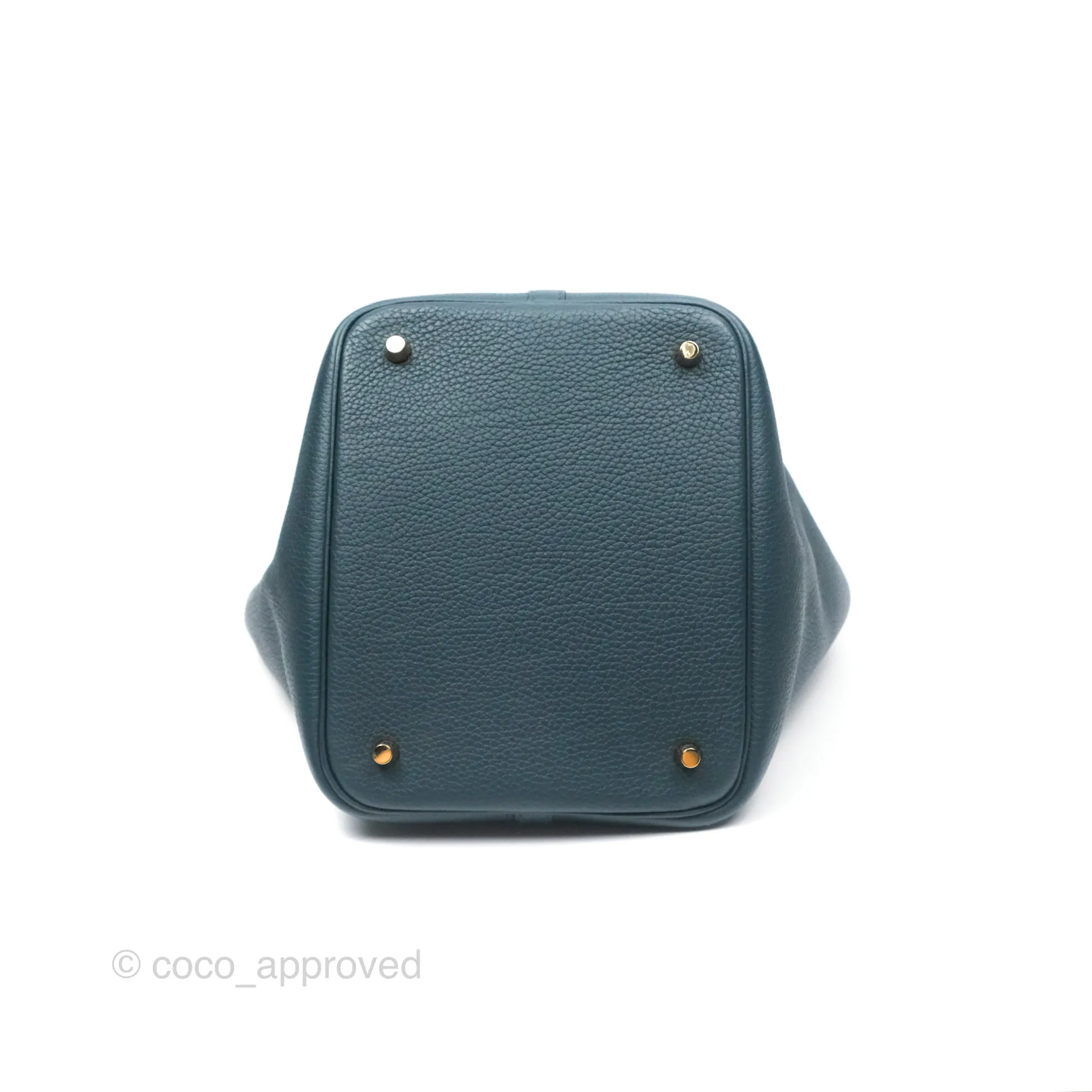 Herms Picotin 22 Vert Cypress 6O Clemence Gold Hardware