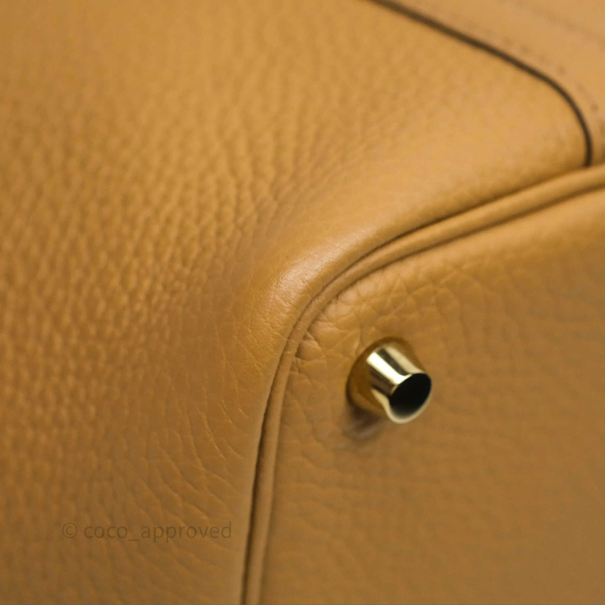 Herms Picotin Lock 18 Biscuit 48 Clemence Gold Hardware