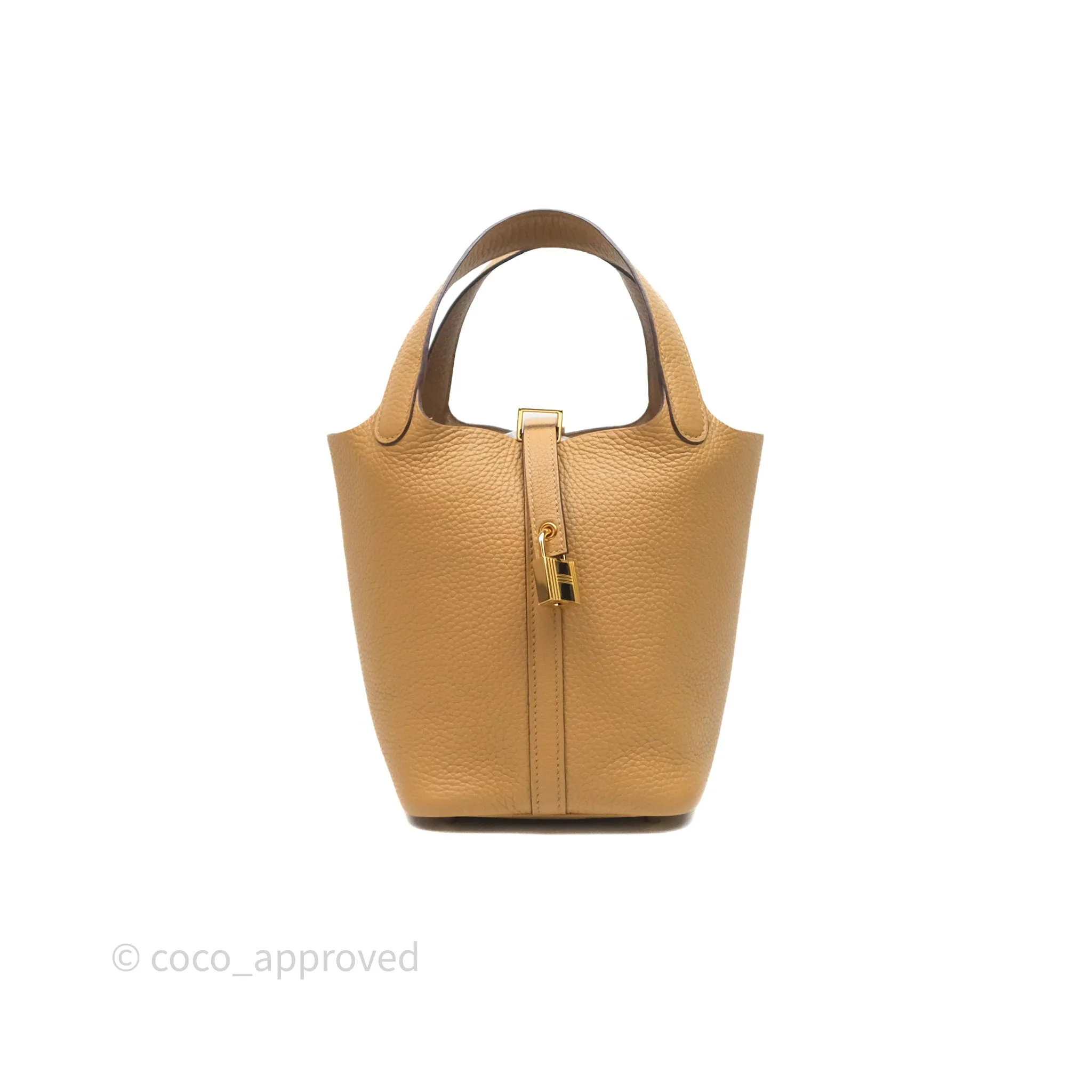 Herms Picotin Lock 18 Biscuit 48 Clemence Gold Hardware