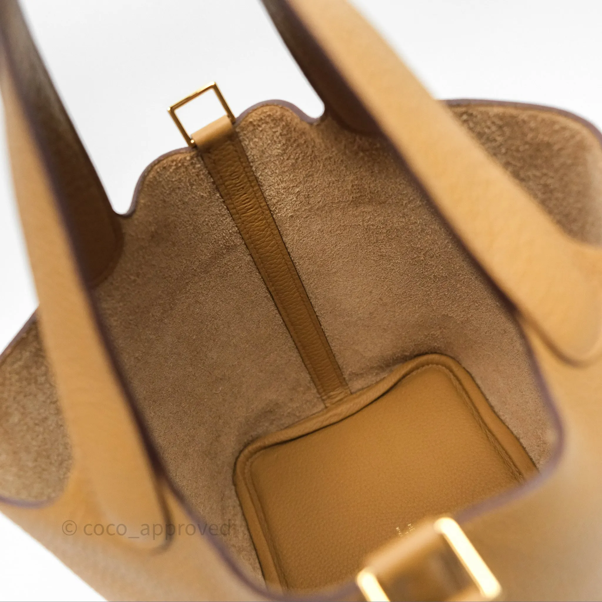 Herms Picotin Lock 18 Biscuit 48 Clemence Gold Hardware
