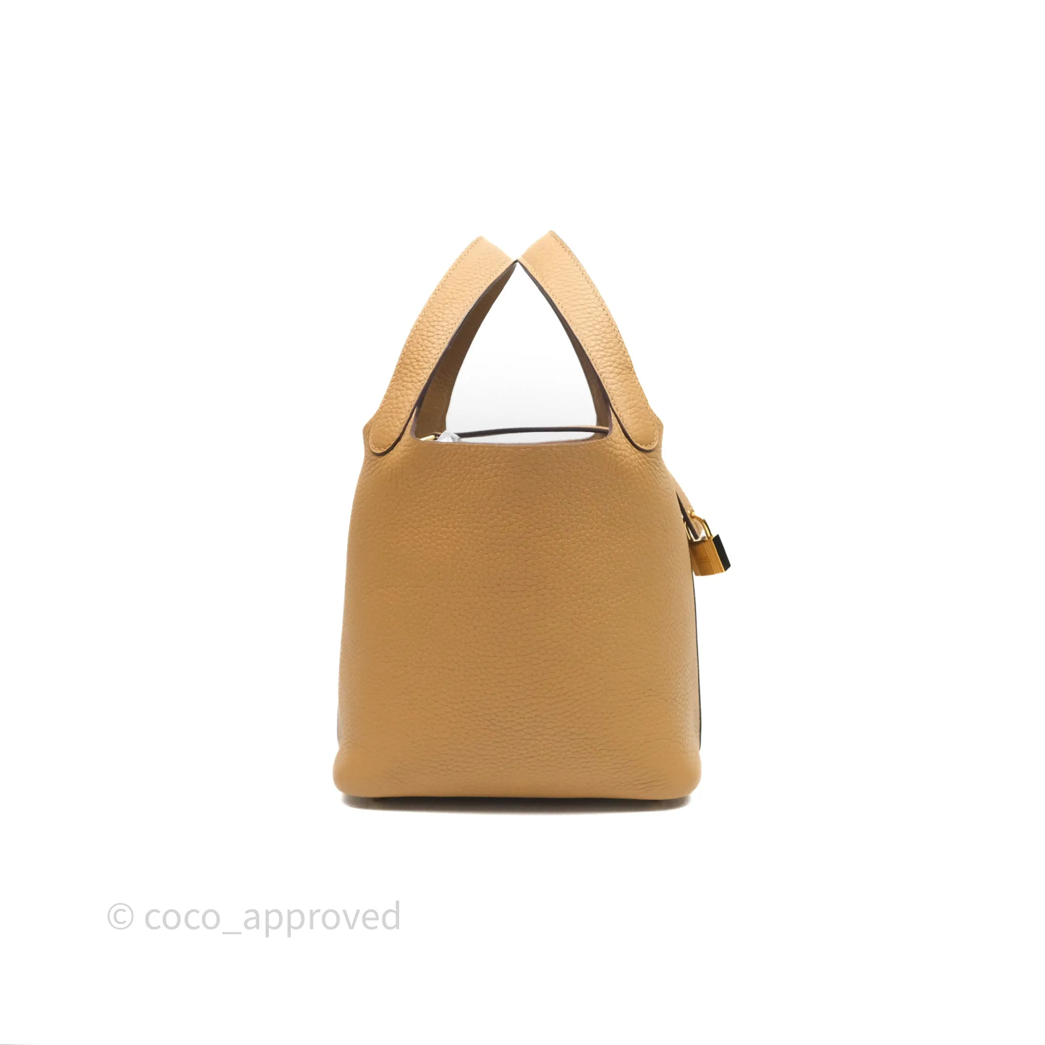 Herms Picotin Lock 18 Biscuit 48 Clemence Gold Hardware