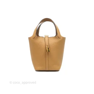 Herms Picotin Lock 18 Biscuit 48 Clemence Gold Hardware
