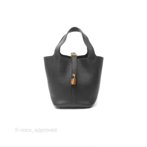 Herms Picotin Lock 18 Black Clemence Gold Hardware
