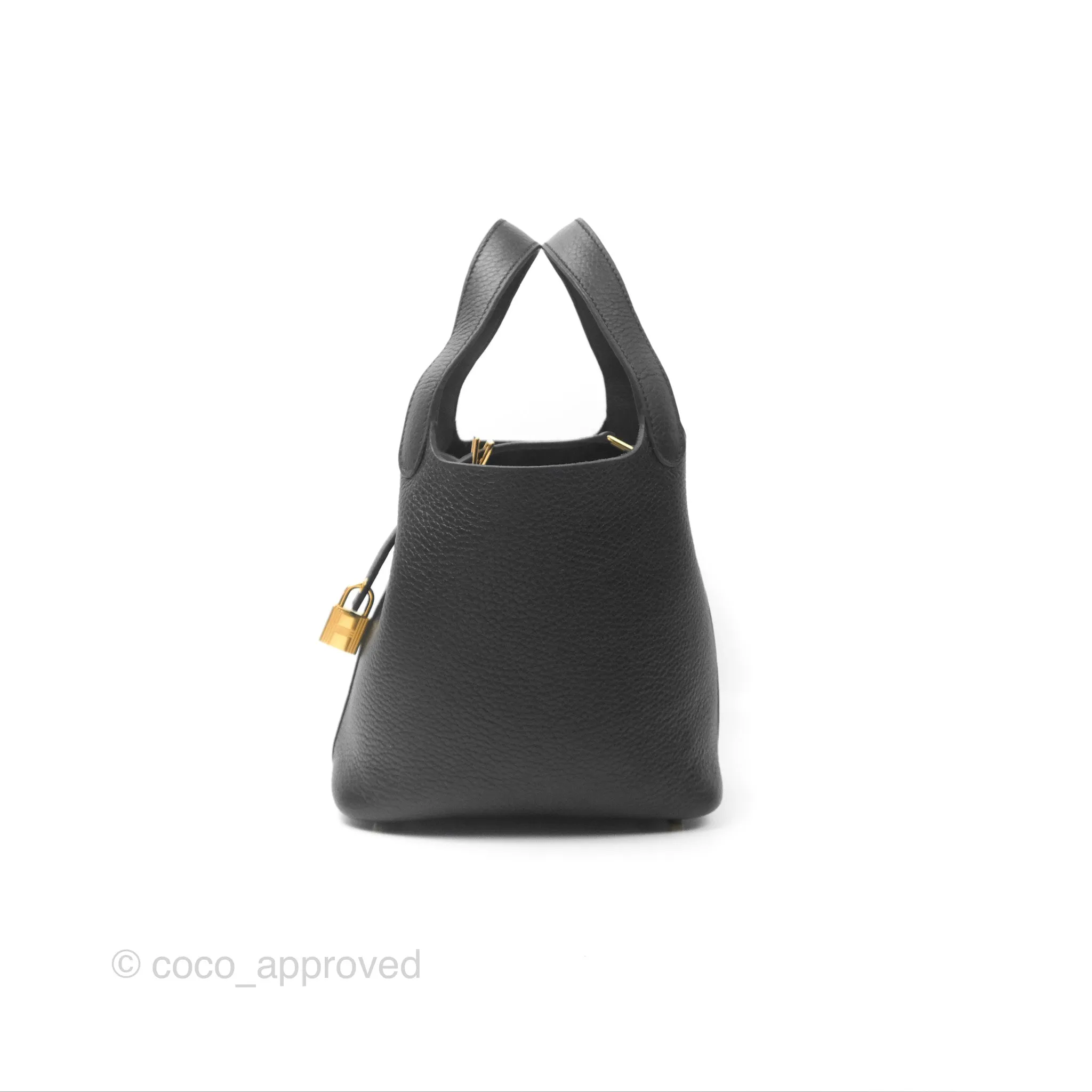 Herms Picotin Lock 18 Black Clemence Gold Hardware