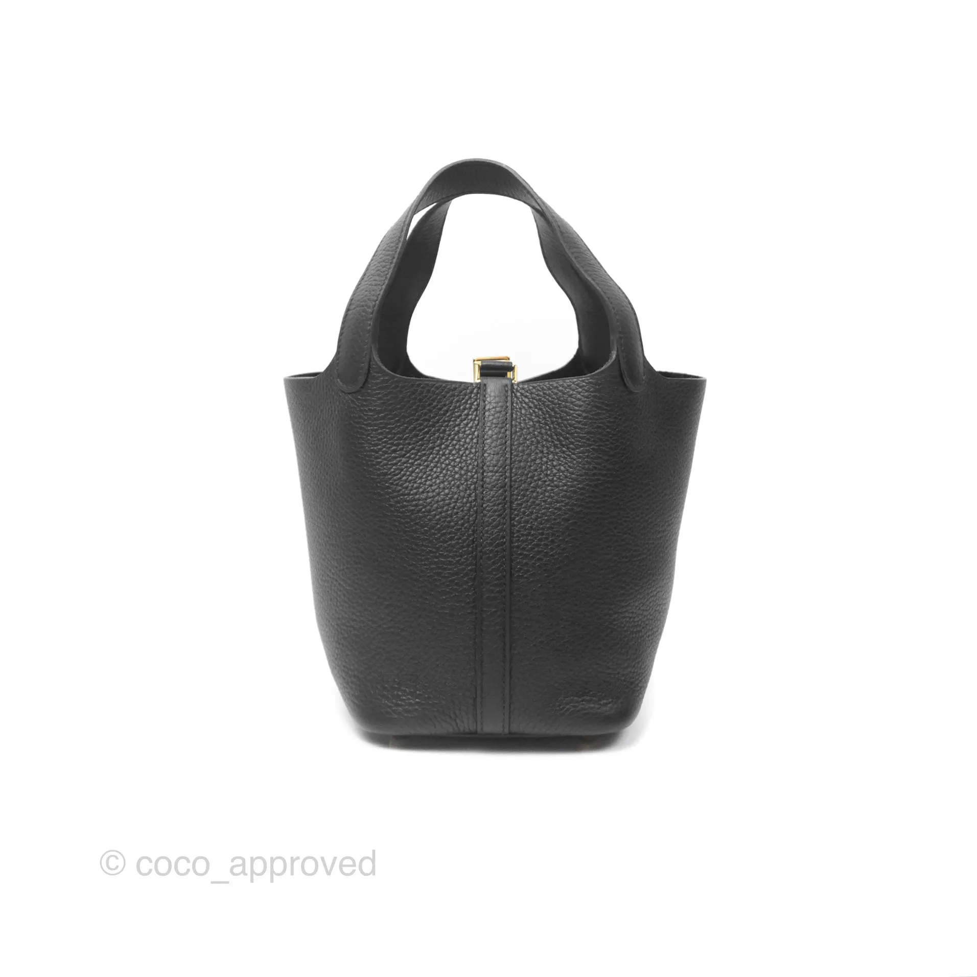 Herms Picotin Lock 18 Black Clemence Gold Hardware