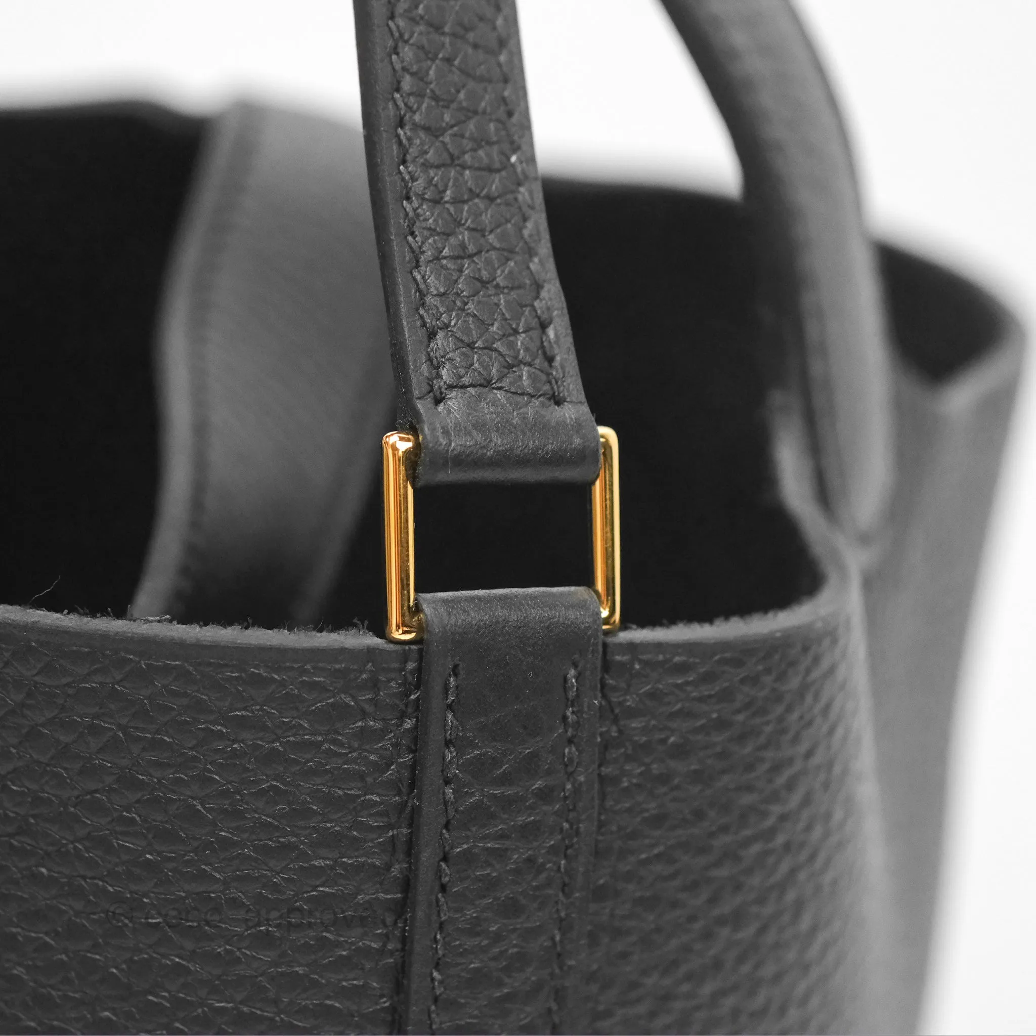 Herms Picotin Lock 18 Black Clemence Gold Hardware