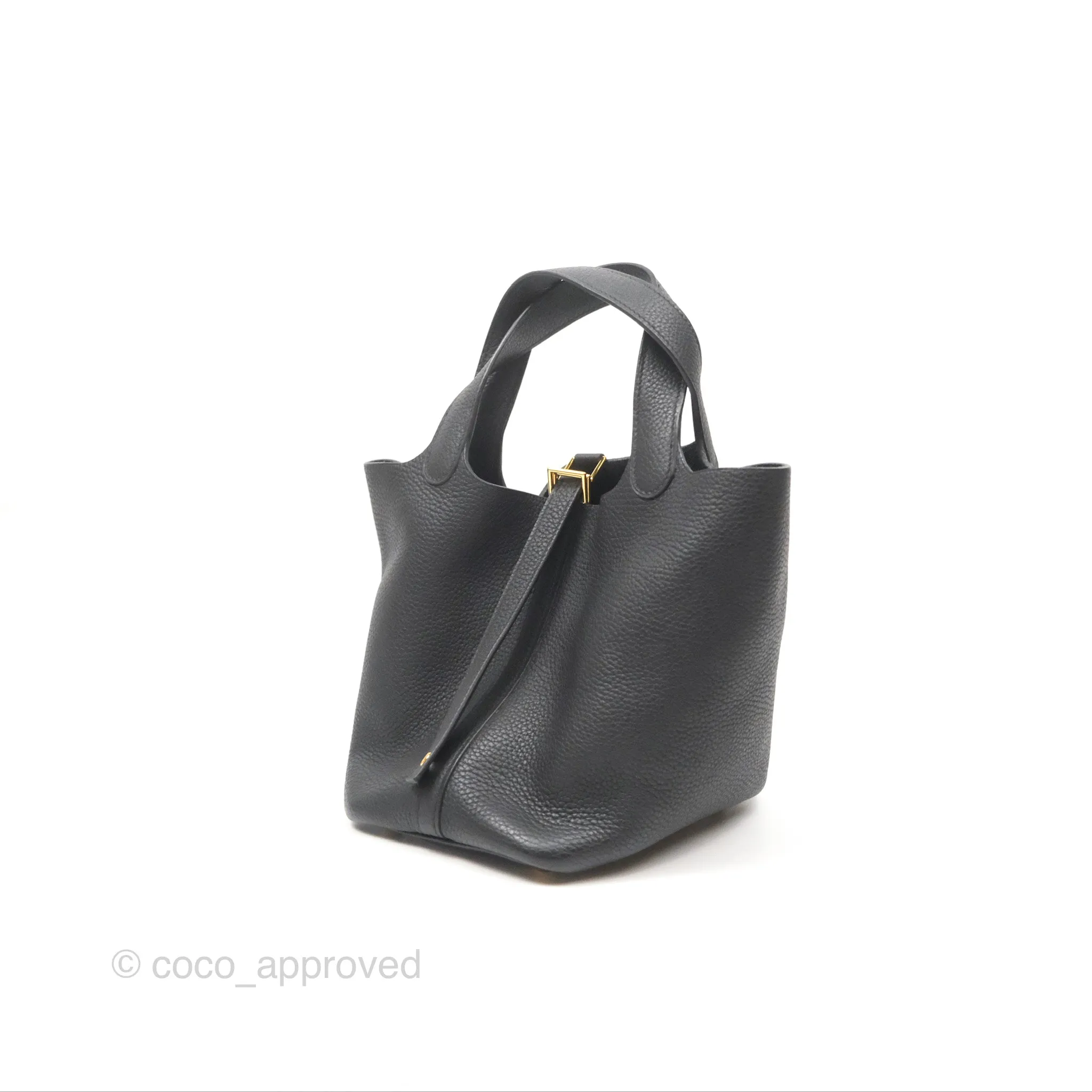 Herms Picotin Lock 18 Black Noir 89 Taurillon Clemence Gold Hardware