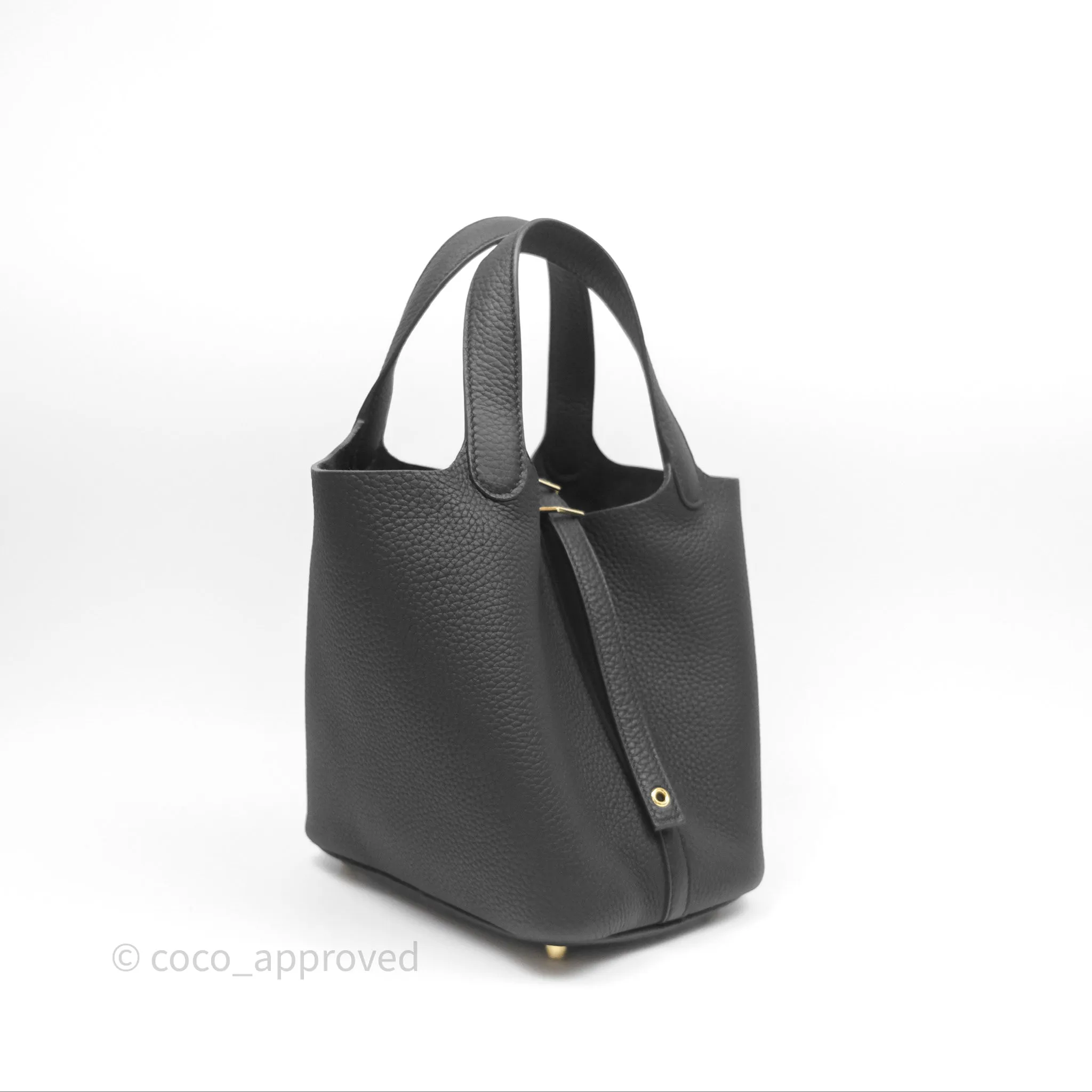 Herms Picotin Lock 18 Black Noir 89 Taurillon Clemence Gold Hardware