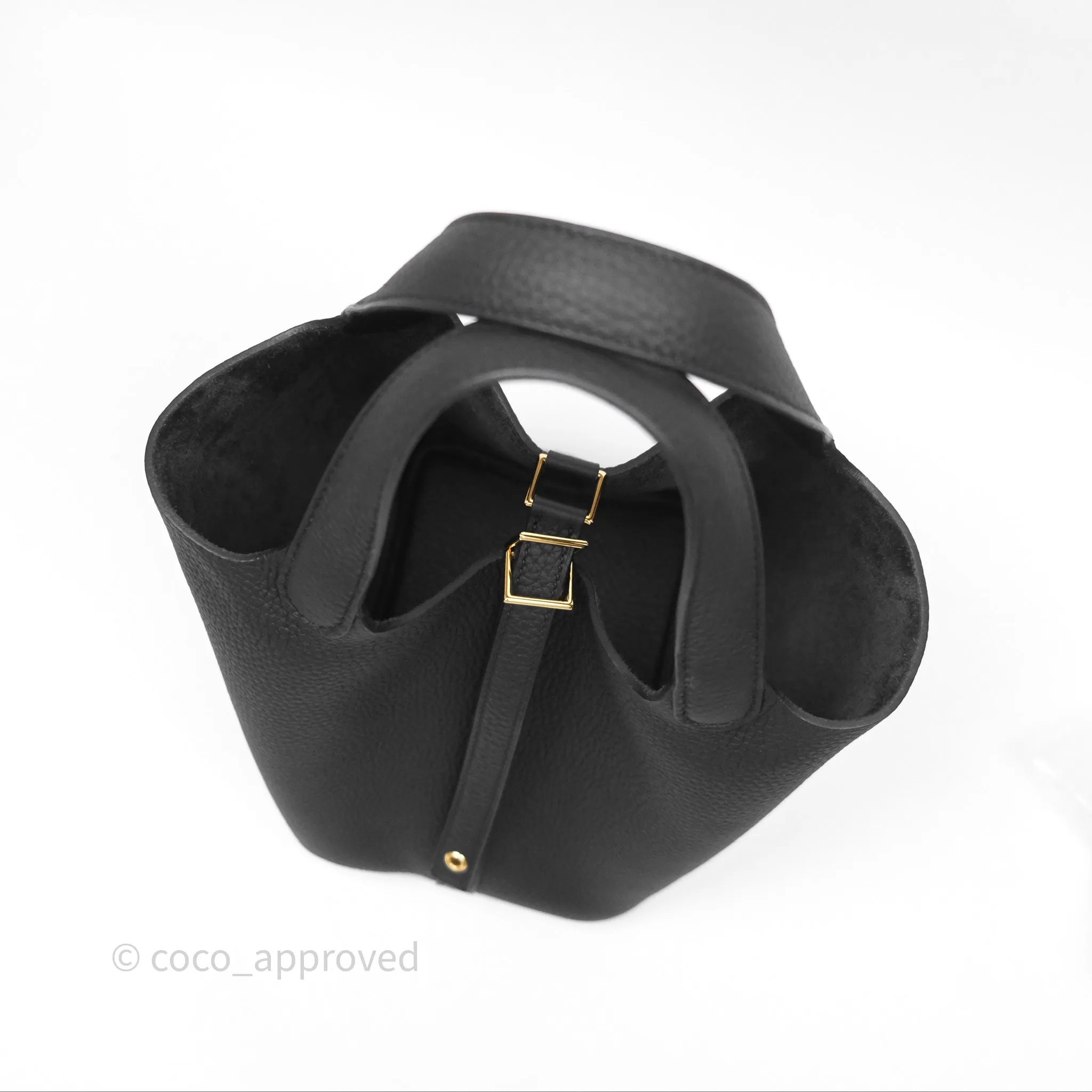 Herms Picotin Lock 18 Black Noir 89 Taurillon Clemence Gold Hardware