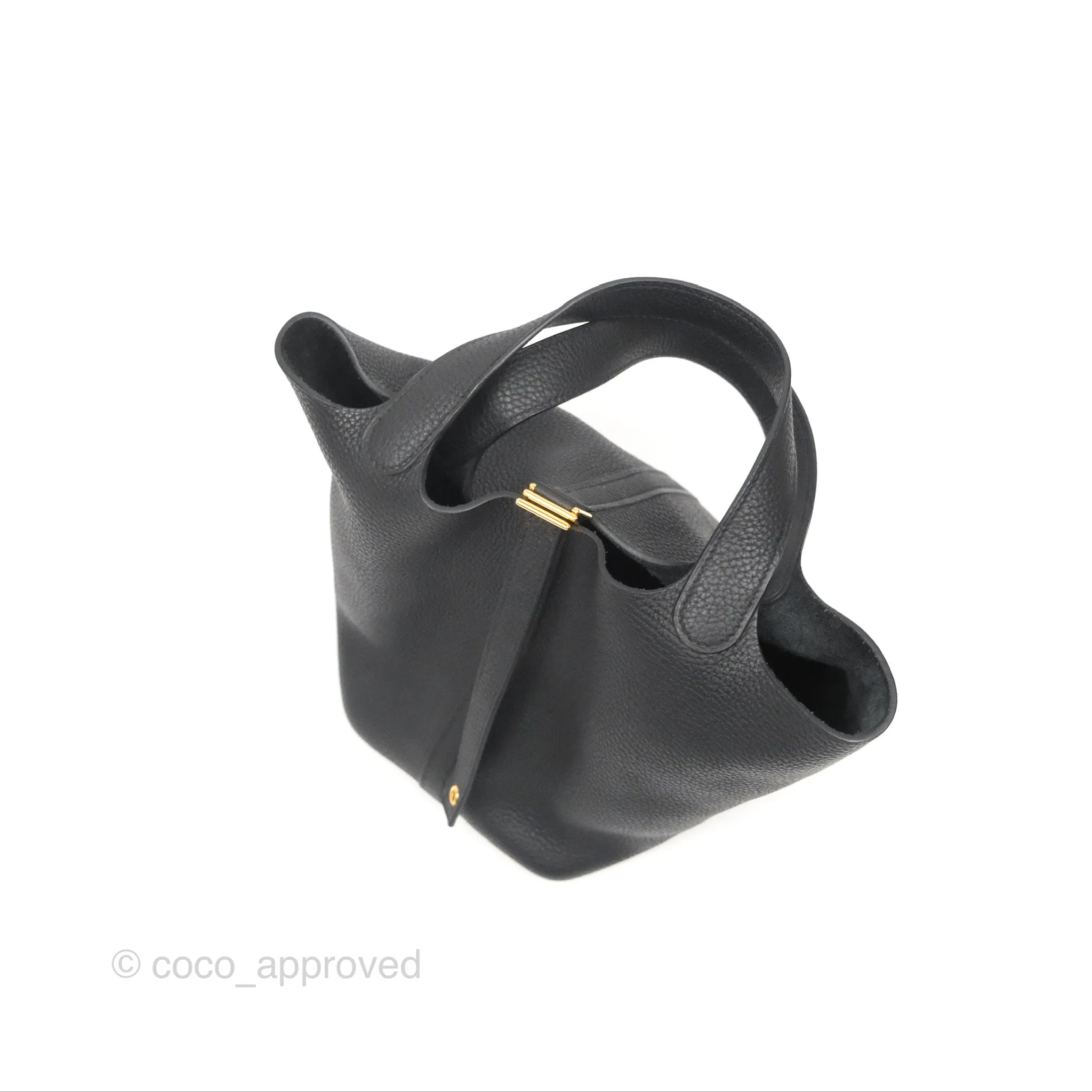 Herms Picotin Lock 18 Black Noir 89 Taurillon Clemence Gold Hardware